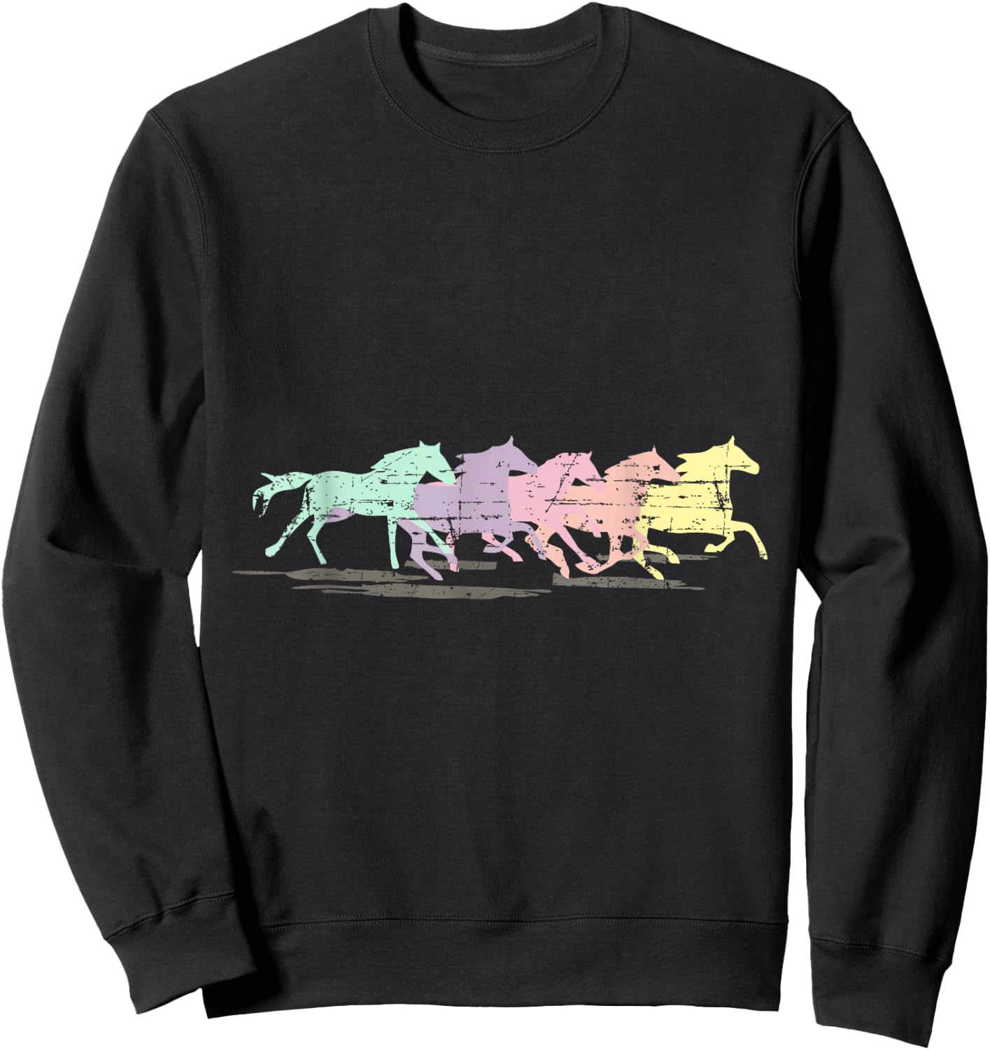 Horses Retro Running T Shirt Mustangs Sweatshirt - Sweatshirt | Black
