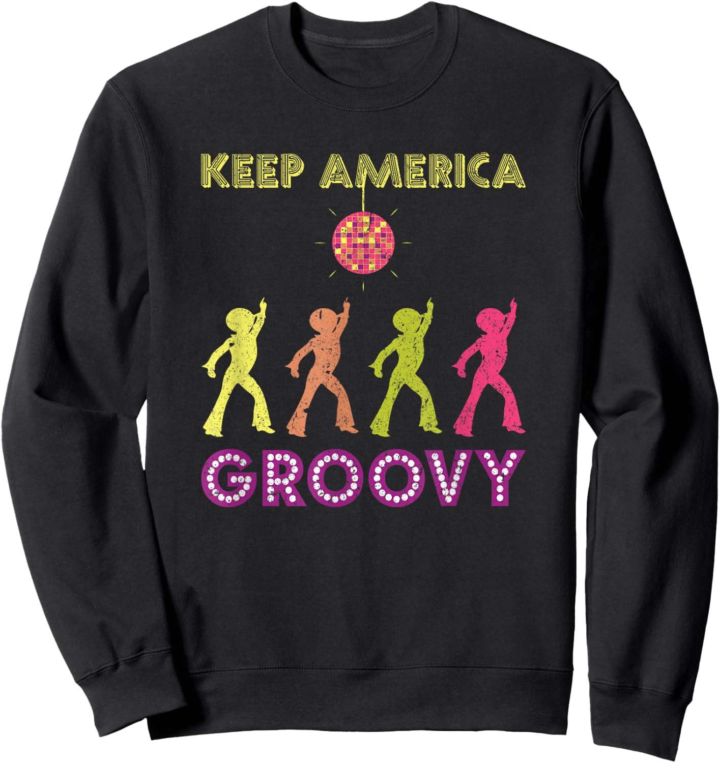 Keep America Groovy Vintage Disco 1970s Funk KAG Sweatshirt - Sweatshirt | Black
