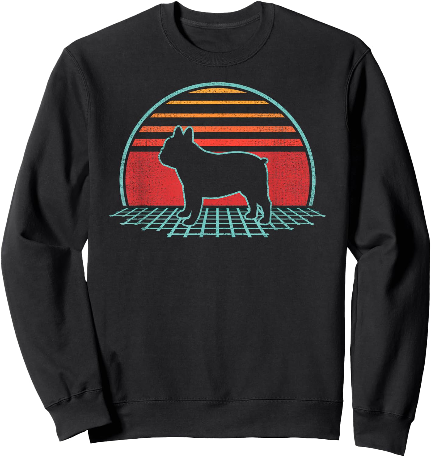French Bulldog Lover Frenchie Dog Retro Vintage 80s Style Women Girls Kids Sweatshirt - Sweatshirt | Black