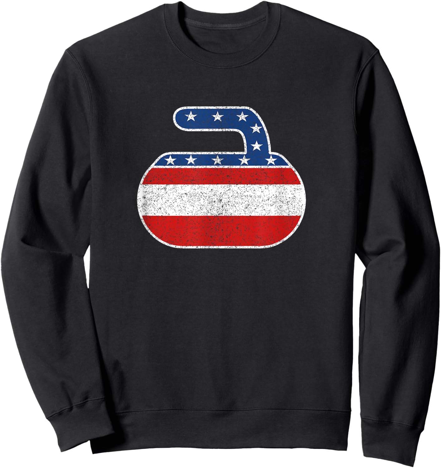 USA Red White and Blue Curling Stone Vintage Sweatshirt - Sweatshirt | Black