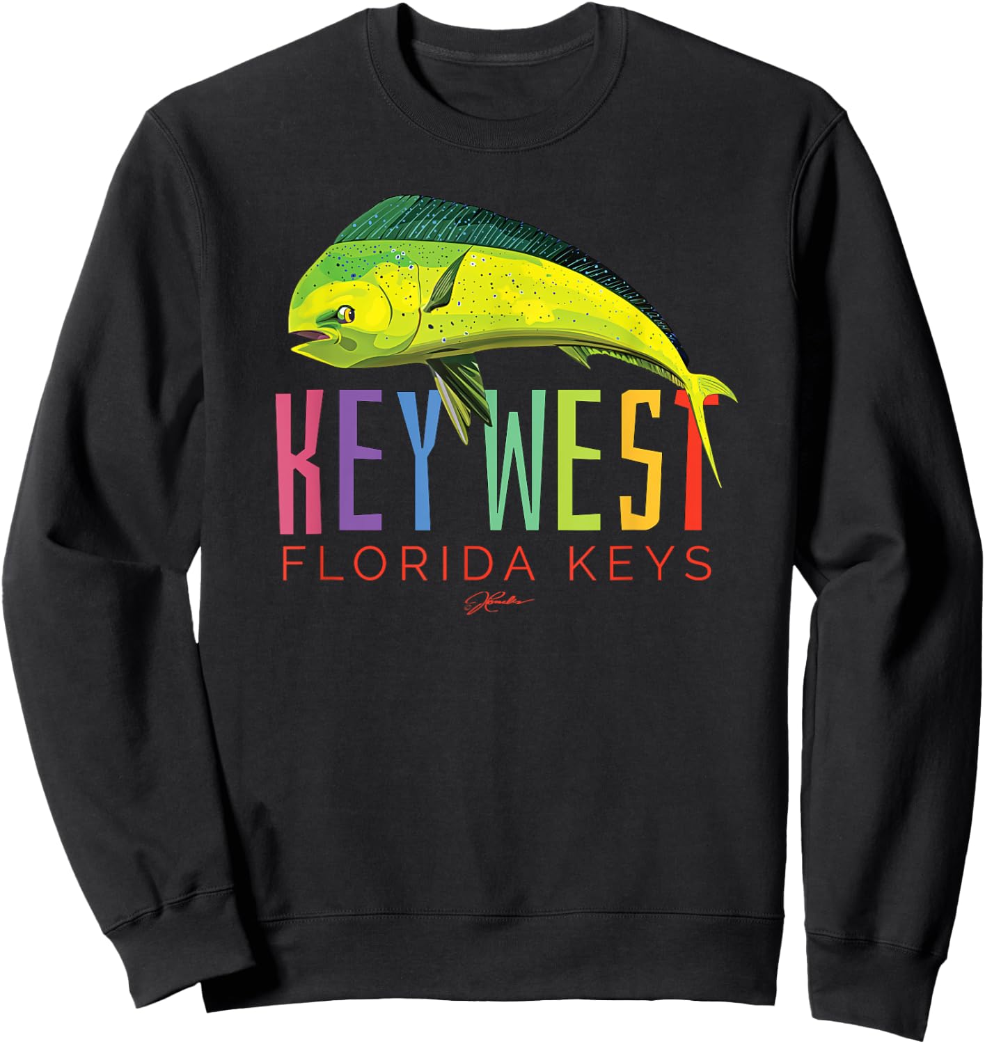 JCombs: Key West, Florida Keys, Dolphin Fish Sweatshirt - Sweatshirt | Black