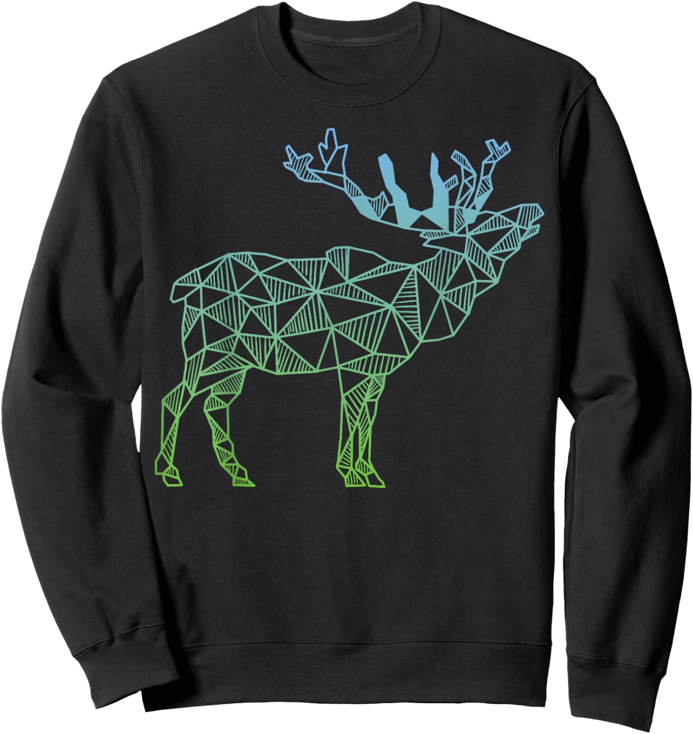 Geometric Moose Elk T Shirt Wild Alaska Mountain Animal Sweatshirt - Sweatshirt | Black