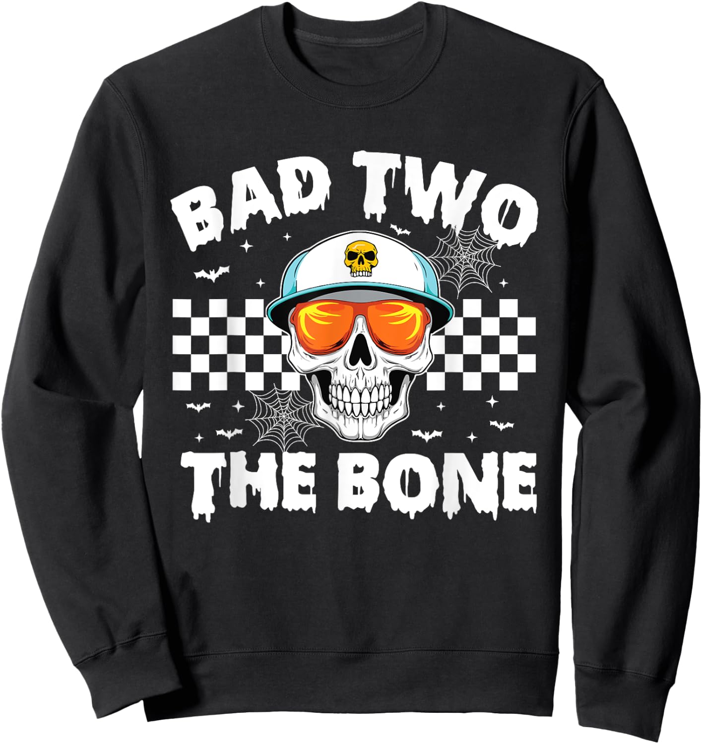 Bad To The Bone Skeleton Halloween TWO Birthday Toddler Kids Sweatshirt - Sweatshirt | Black