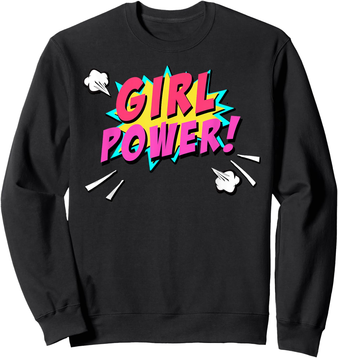 Girl Power Superhero Comic Book Bubble Feminist Sweatshirt - Sweatshirt | Black