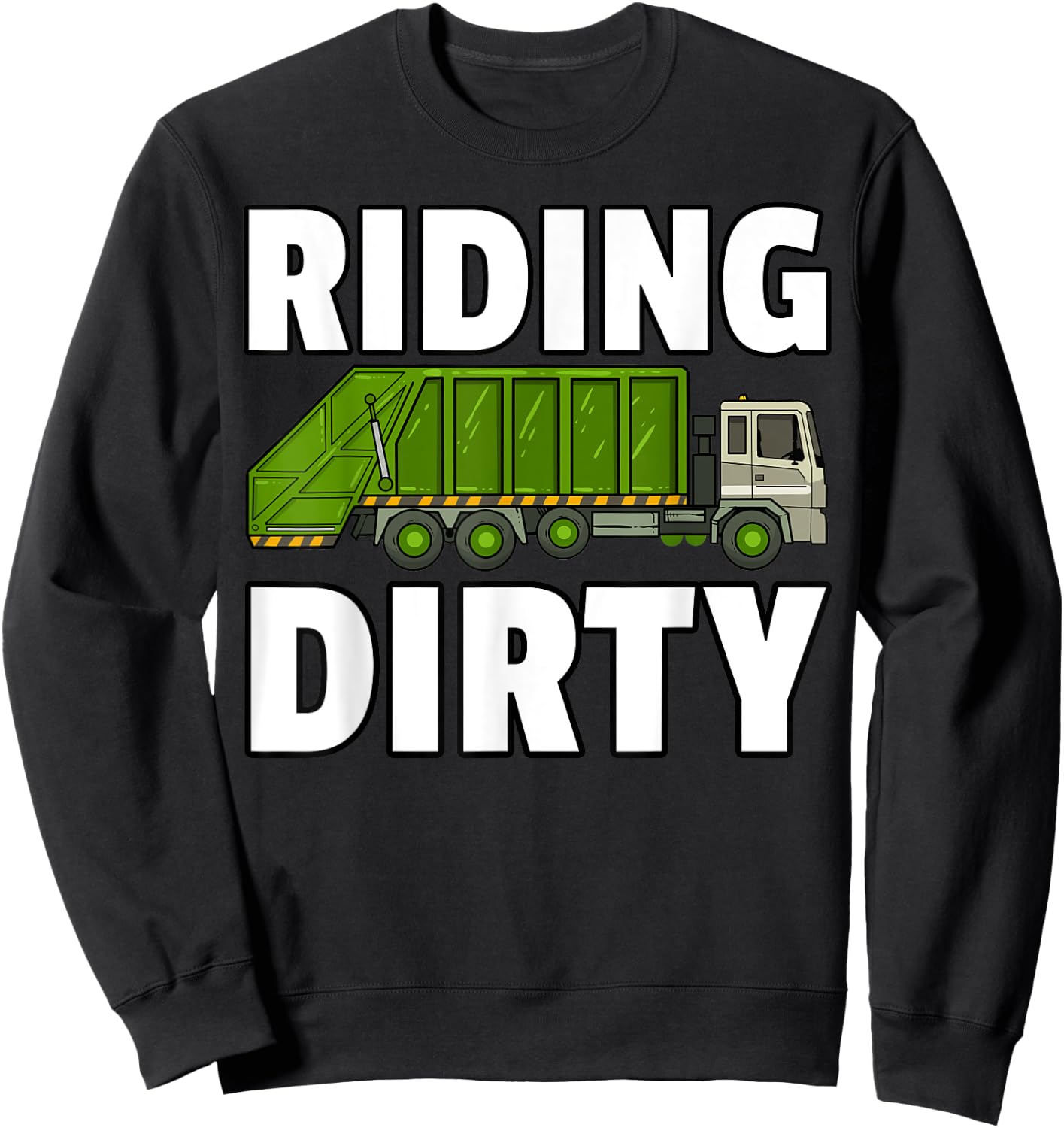 Riding Dirty Garbage Day Trash Truck Recycling Man Kids Sweatshirt - Sweatshirt | Black