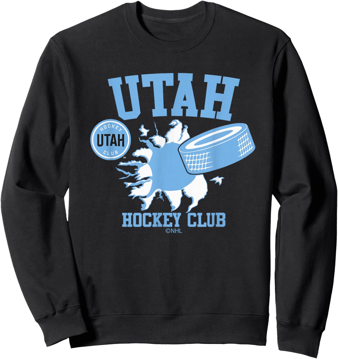 Utah Hockey Club Puck Burst Dark Heather Officially Licensed Sweatshirt - Sweatshirt | Black
