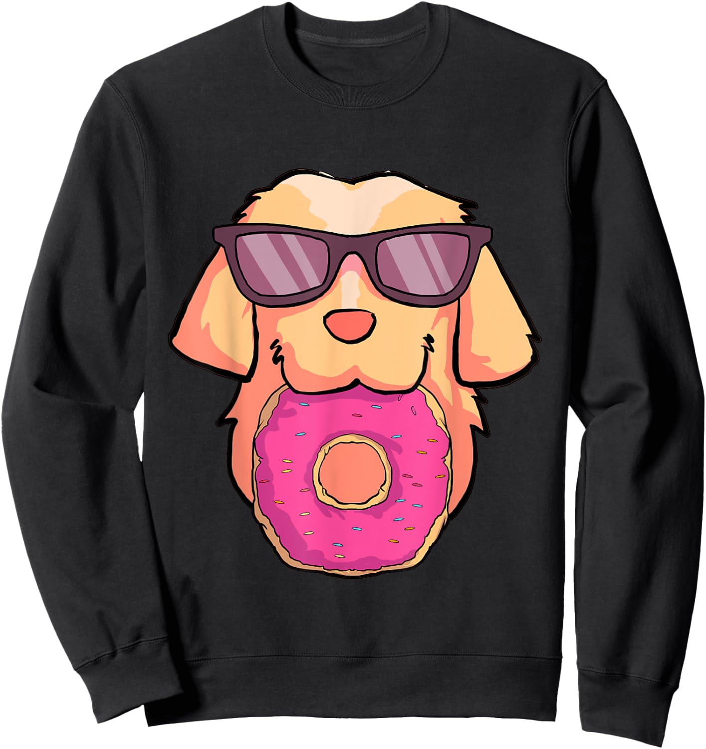 Golden Retriever Dog Donuts Party Gifts Shirt Women Girls Sweatshirt - Sweatshirt | Black