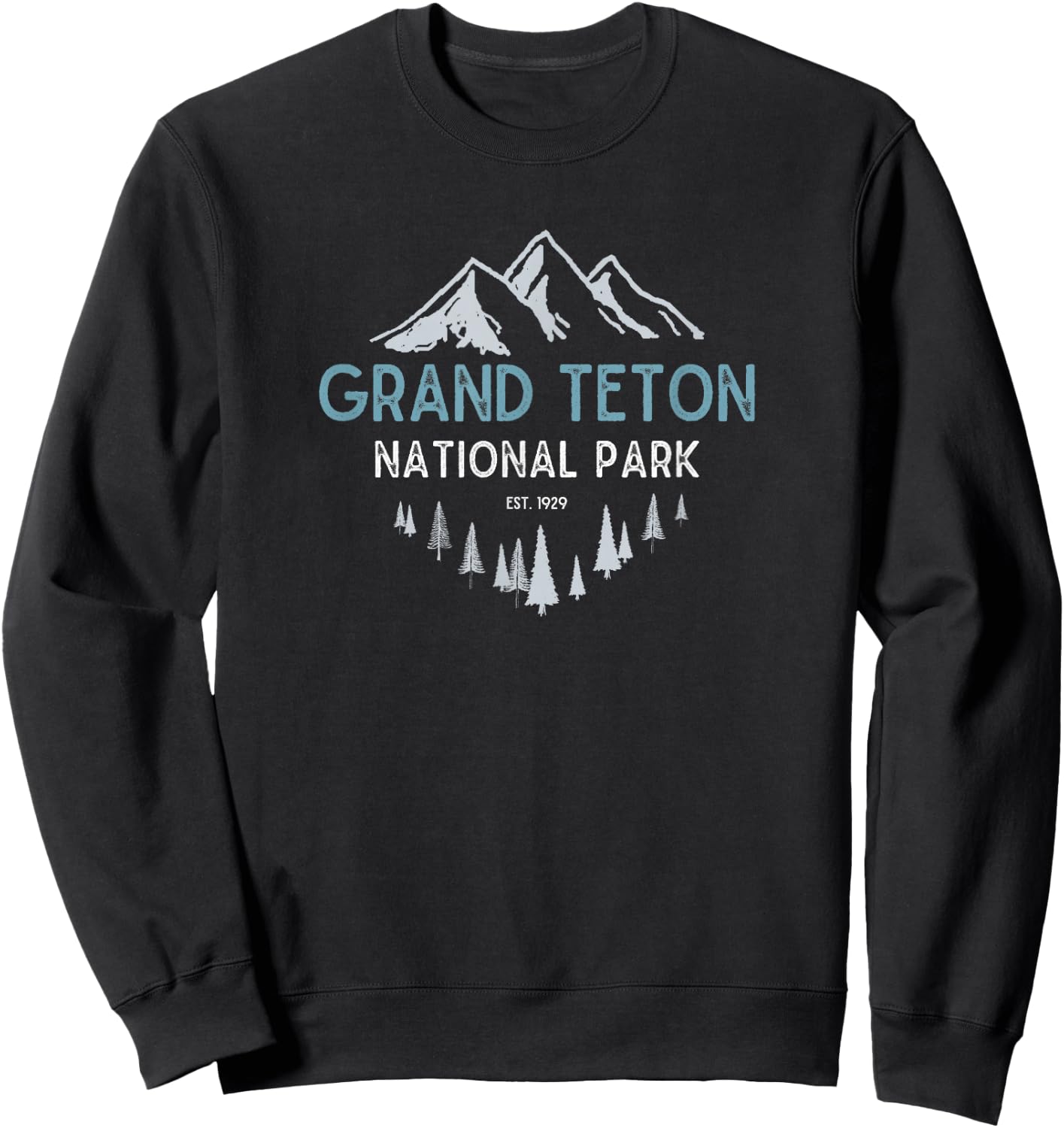 Grand Teton National Park Est 1929 Vintage National Park WY Sweatshirt - Sweatshirt | Black
