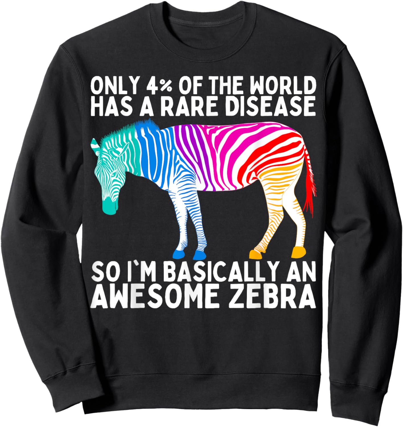 Rare Disease Awareness Day Zebra Ribbon Sweatshirt - Sweatshirt | Black