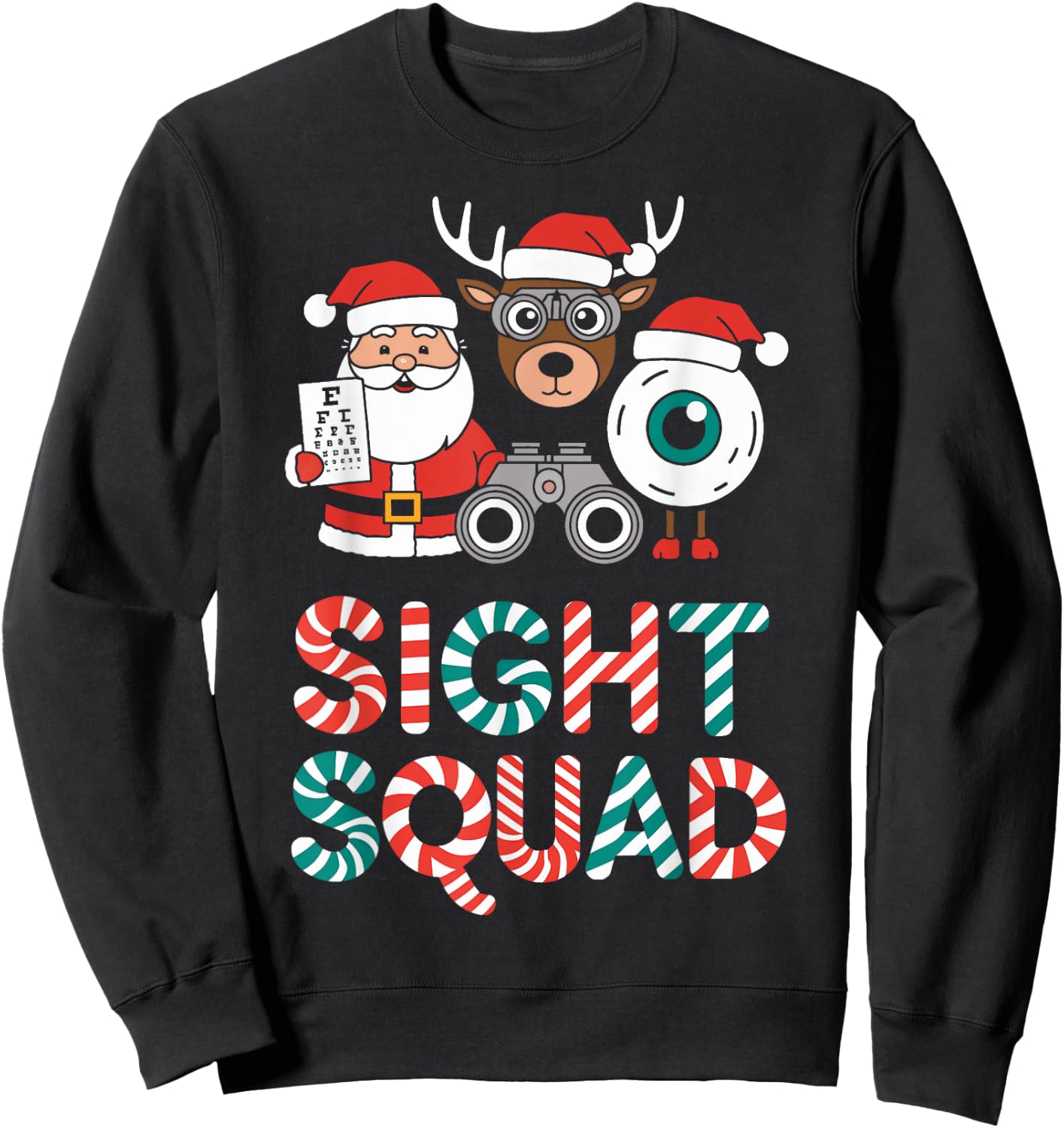Cute Sight Squad Christmas Eye Doctor Christmas Optician Sweatshirt - Sweatshirt | Black