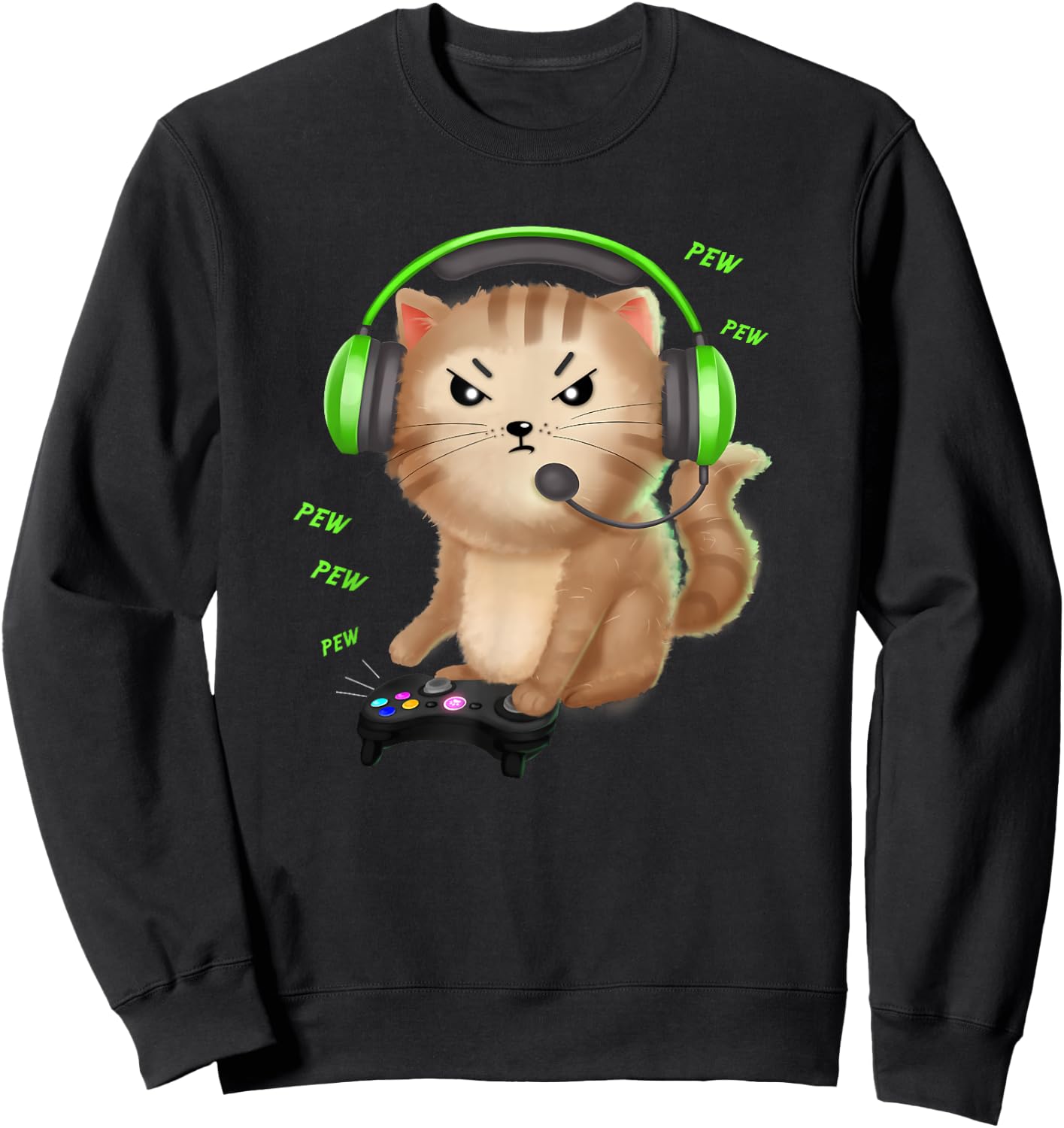 Cat Gaming Gift Video Games Lover Nerd Girl Sweatshirt - Sweatshirt | Black