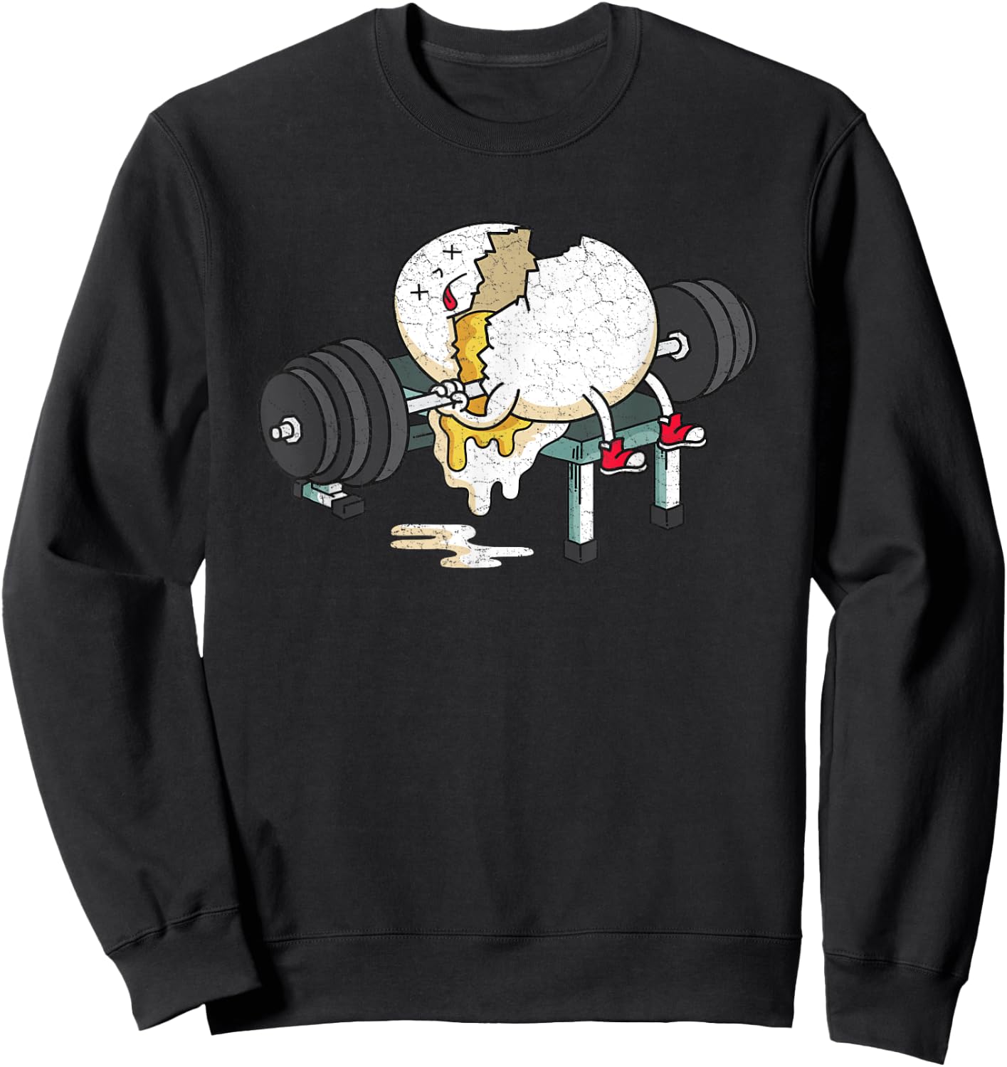 Funny Smashed Egg Fitness Gym Barbells Lifting Workout Sweatshirt - Sweatshirt | Black
