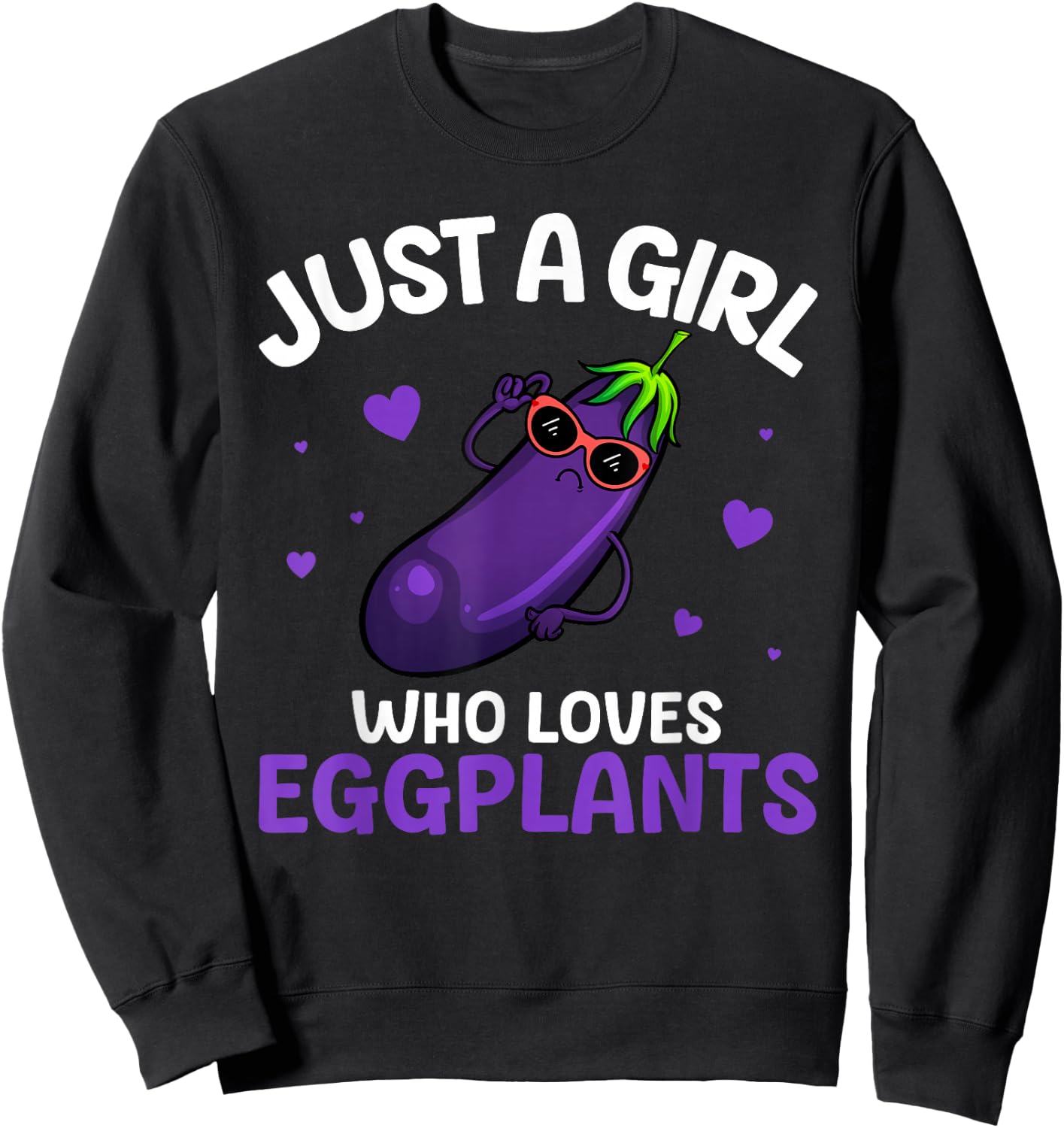 Cute Eggplant Design For Girls Kids Women Eggplant Lovers Sweatshirt - Sweatshirt | Black