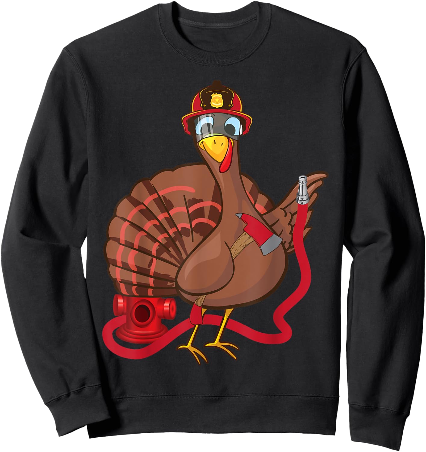 Thanksgiving Firefighter Turkey - Funny Feast Day Gift Sweatshirt - Sweatshirt | Black