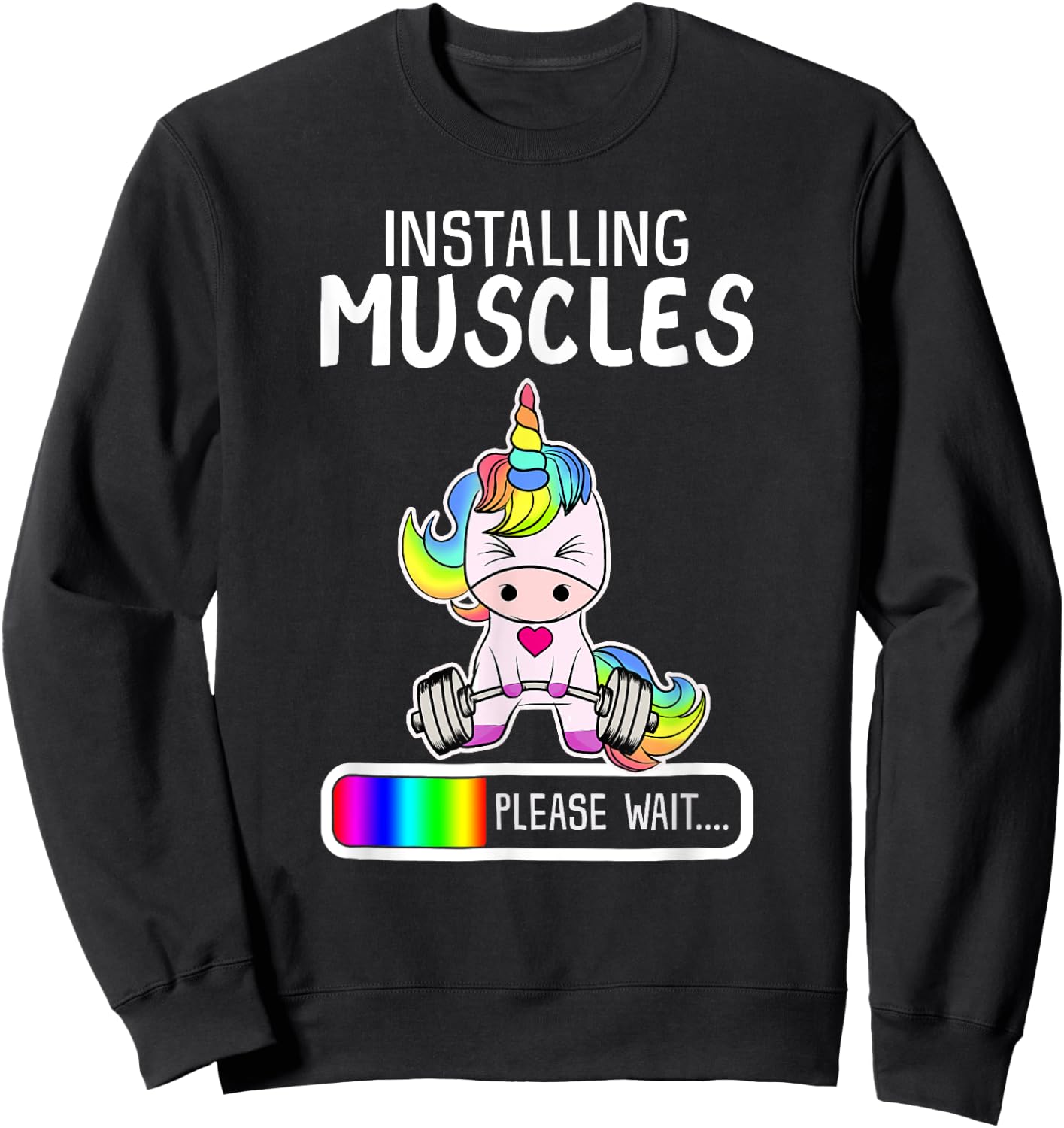 Installing Muscles Unicorn Weightlifting Gift Sweatshirt - Sweatshirt | Black