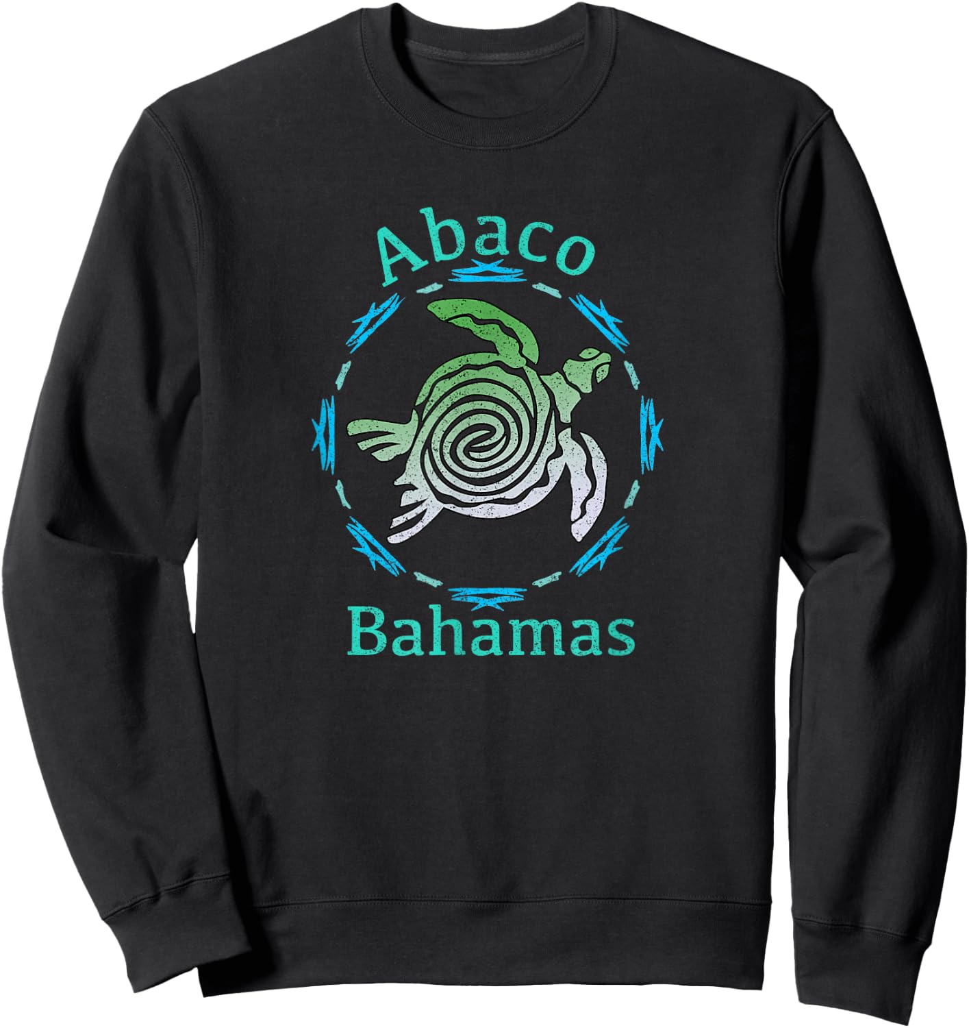 Abaco Bahamas Vintage Tribal Turtle Gift Sweatshirt - Sweatshirt | Black