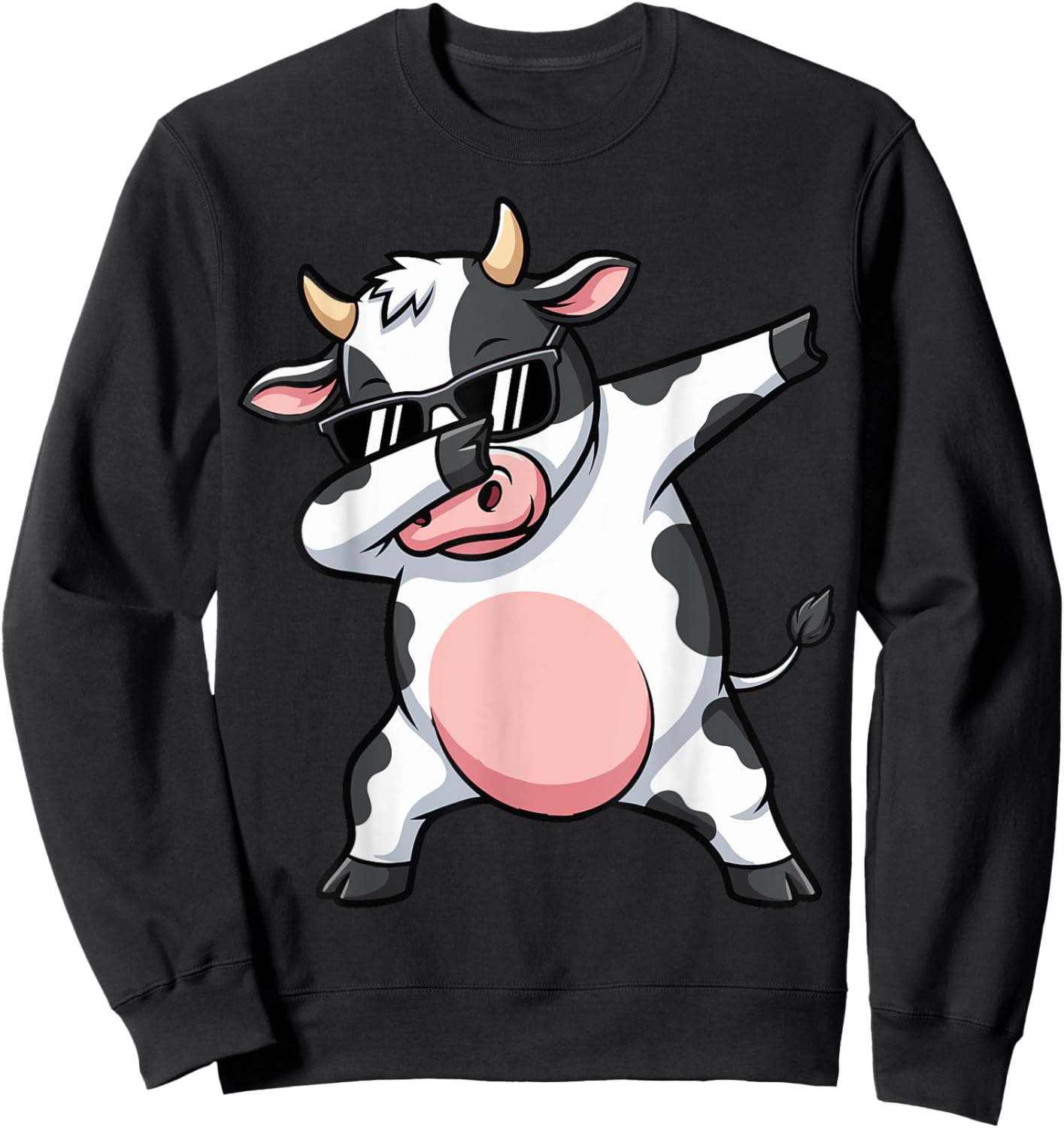 Dabbing Cow Sunglasses Cow Animal Sweatshirt - Sweatshirt | Black