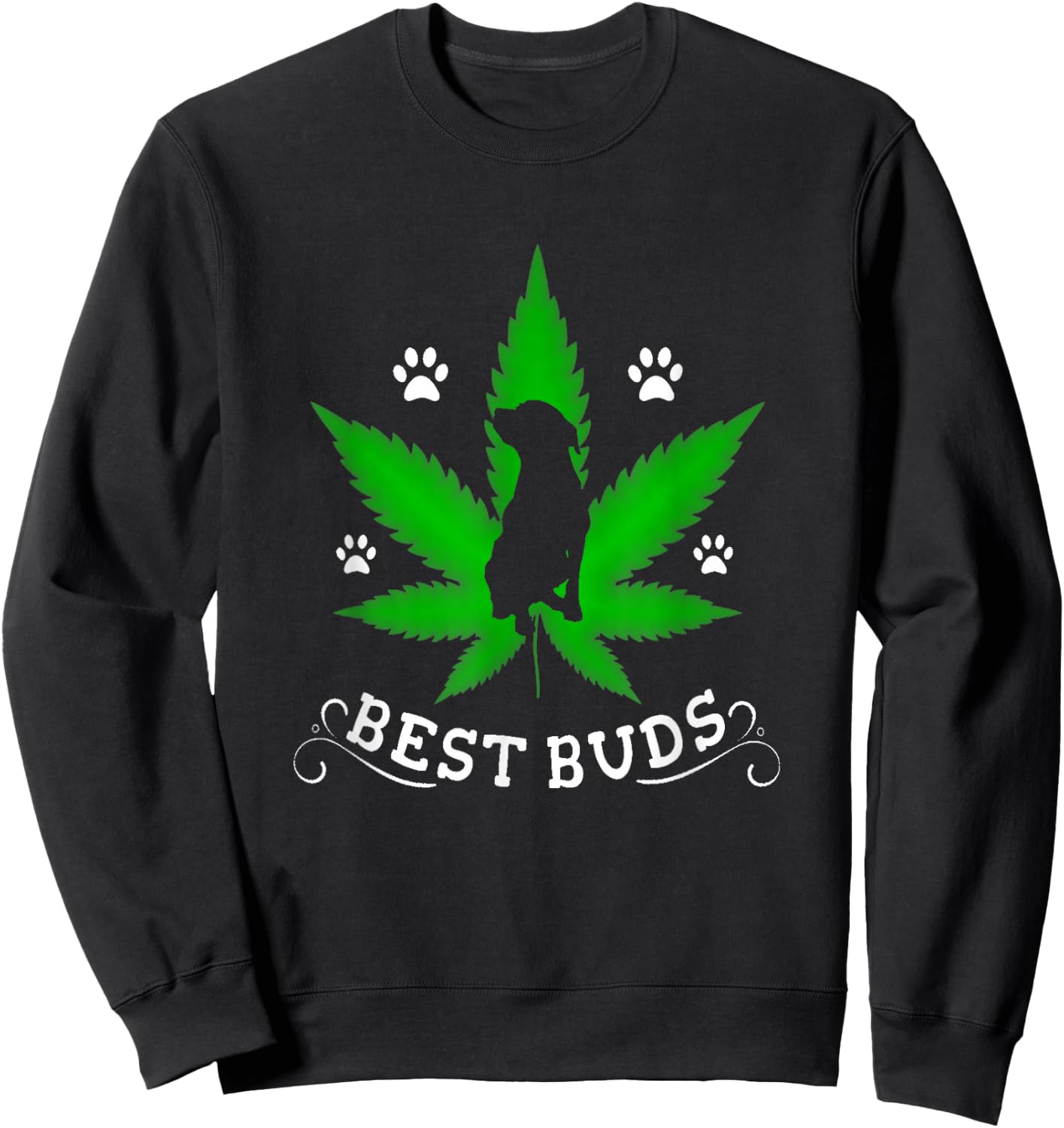 Best Buds Funny Pitbull Weed Dog Gift Sweatshirt - Sweatshirt | Black