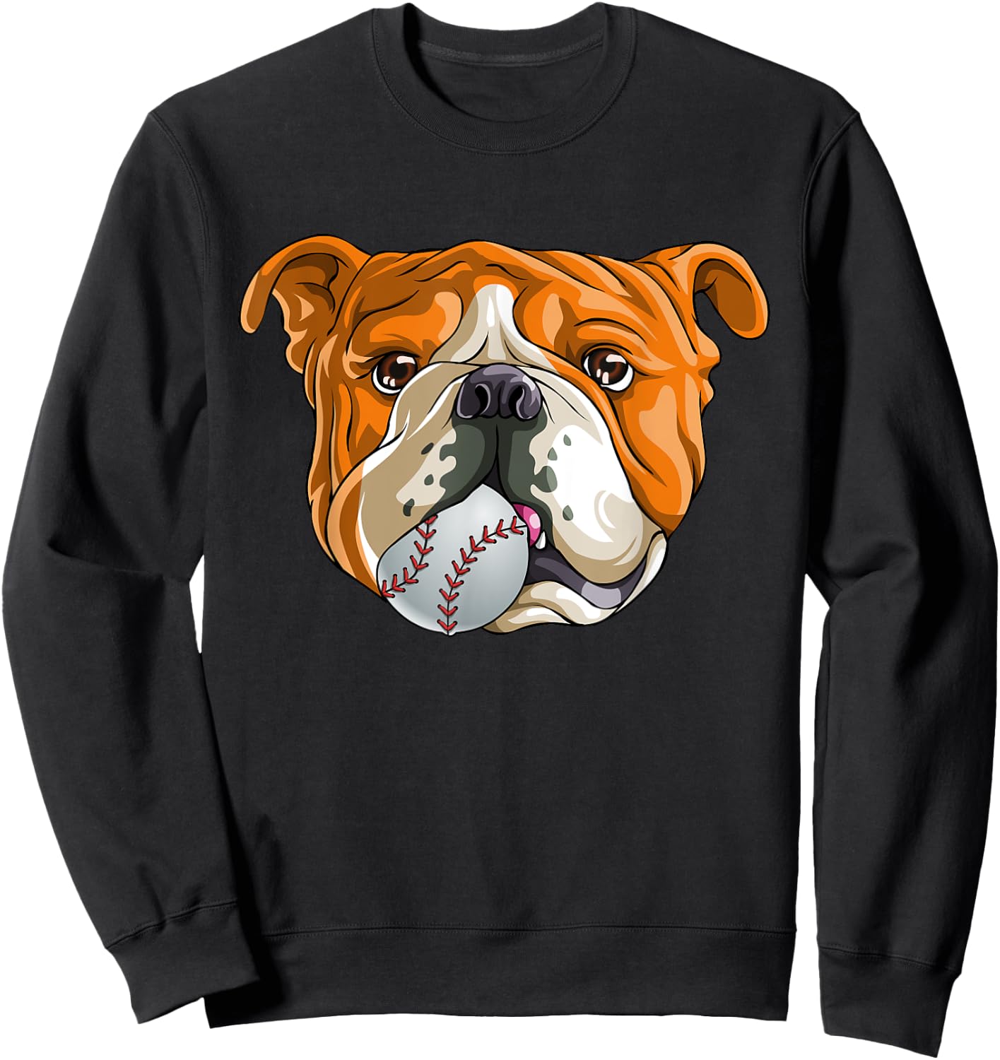 English Bulldog Baseball T Shirt Dog Funny Cute Lover Sweatshirt - Sweatshirt | Black