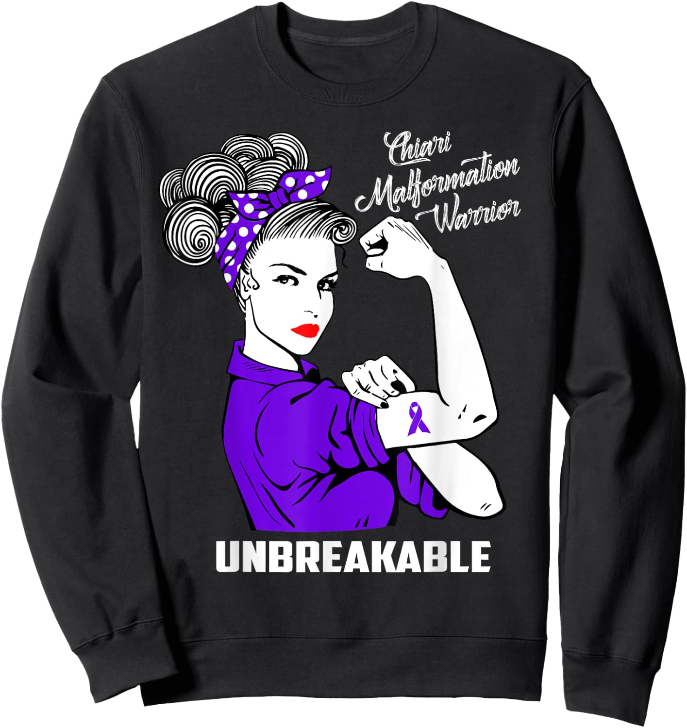 Chiari Malformation Warrior Unbreakable Shirt Awareness Gift Sweatshirt - Sweatshirt | Black