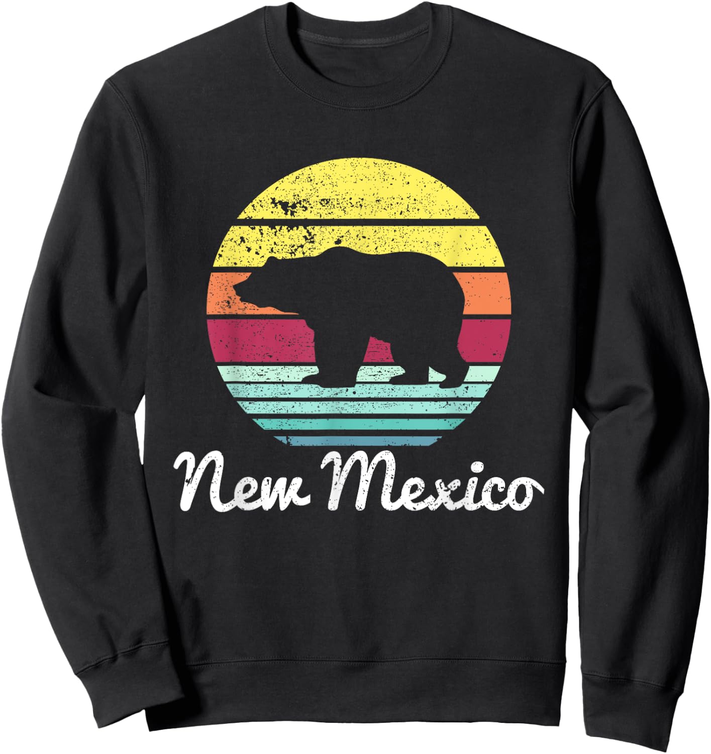 Vintage Retro Nm New Mexico Wildlife Bear Adventure Sweatshirt - Sweatshirt | Black