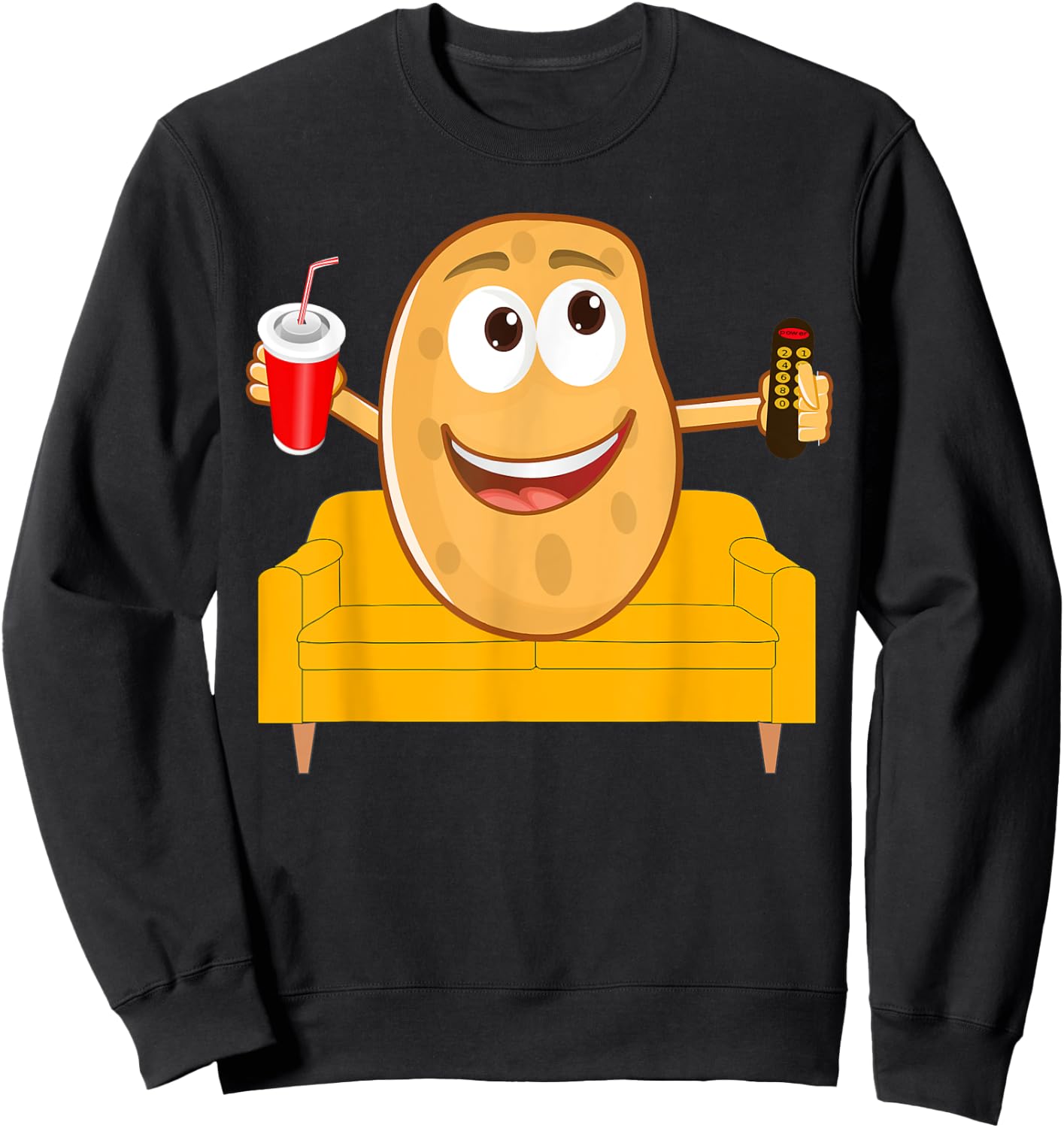 Couch Potato Shirt, Funny Halloween Costume Gag Gift Sweatshirt - Sweatshirt | Black