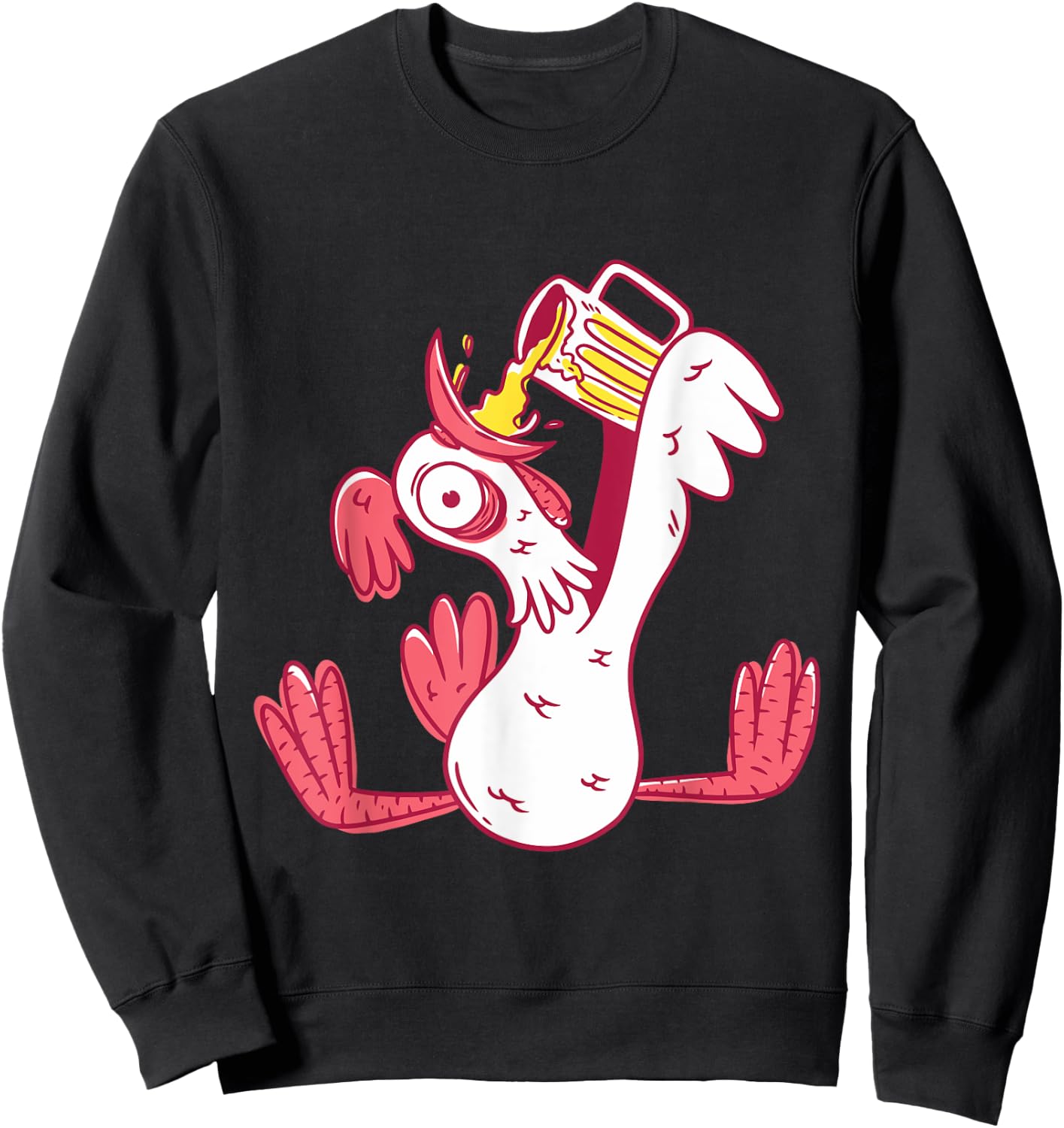 Funny oktoberfest design with drunk rooster drinking beer Sweatshirt - Sweatshirt | Black