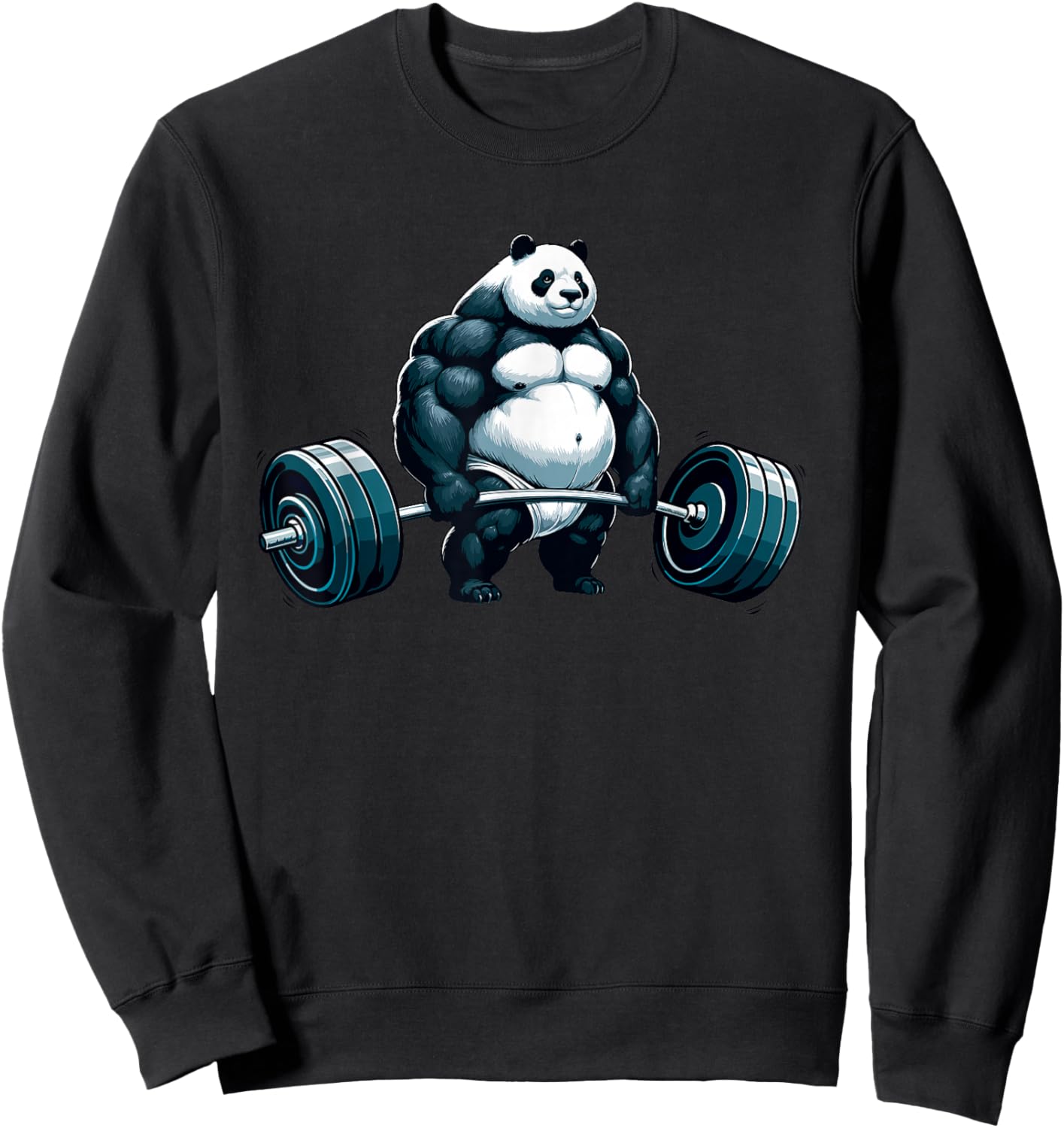 Workout Panda Deadlifter Funny Gym Lifting Motivation Sweatshirt - Sweatshirt | Black