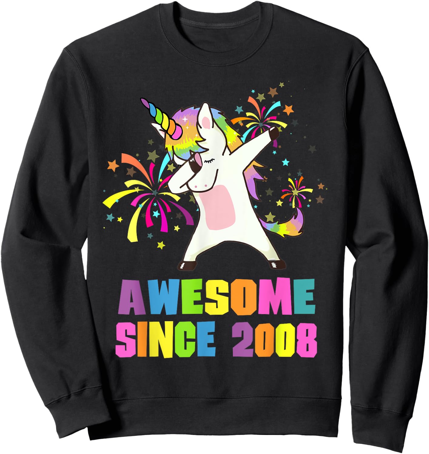 Awesome Since 2008 Unicorn 17 Years Old 17th Birthday Sweatshirt - Sweatshirt | Black