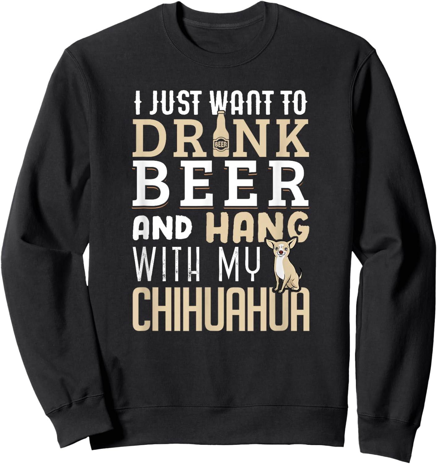 Funny Father's Day Dog Lovers Chihuahua Dad Shirt Sweatshirt - Sweatshirt | Black