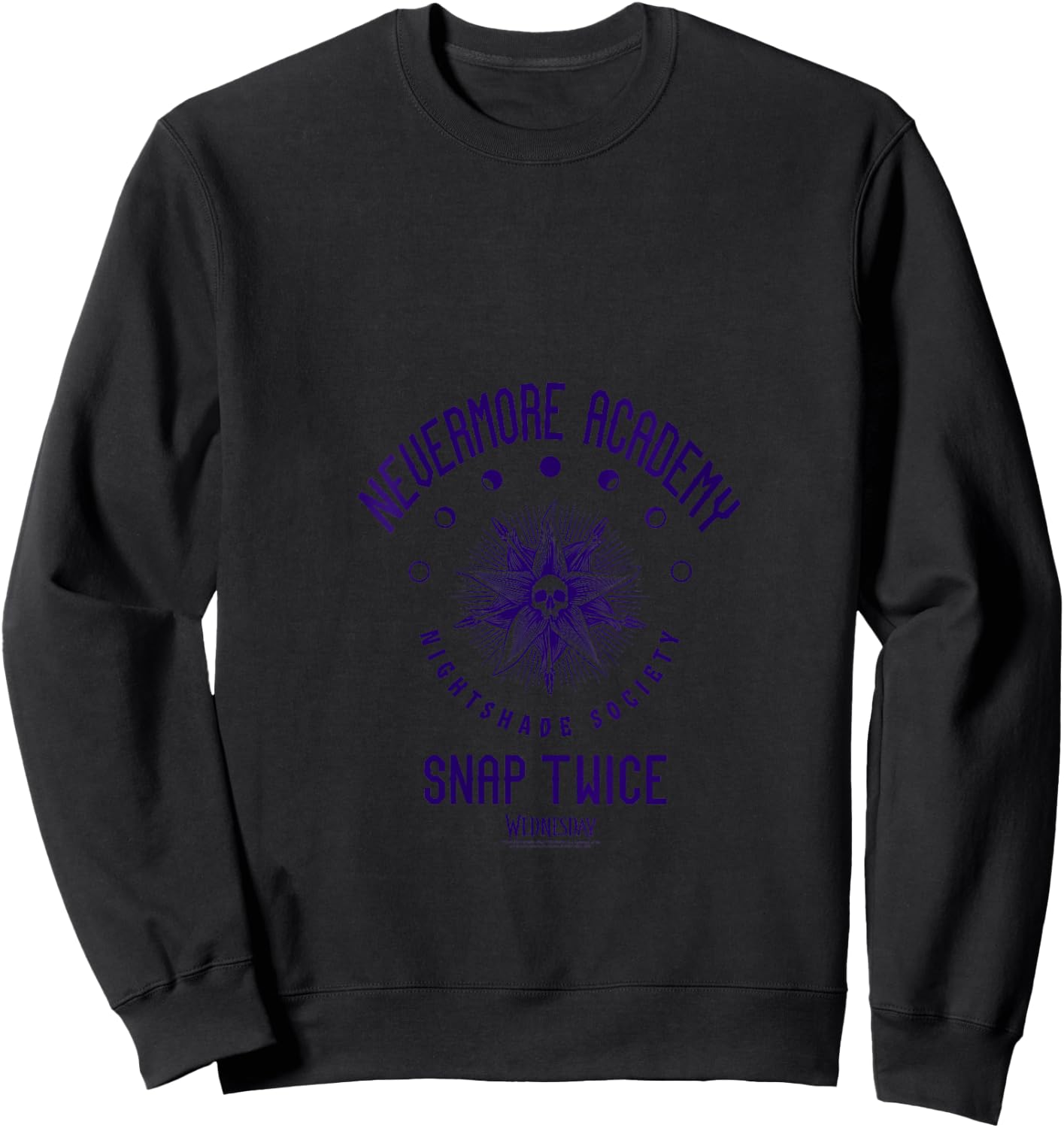 Wednesday Nevermore Academy Snap Twice Celestial Collegiate V-Neck Sweatshirt - Sweatshirt | Black