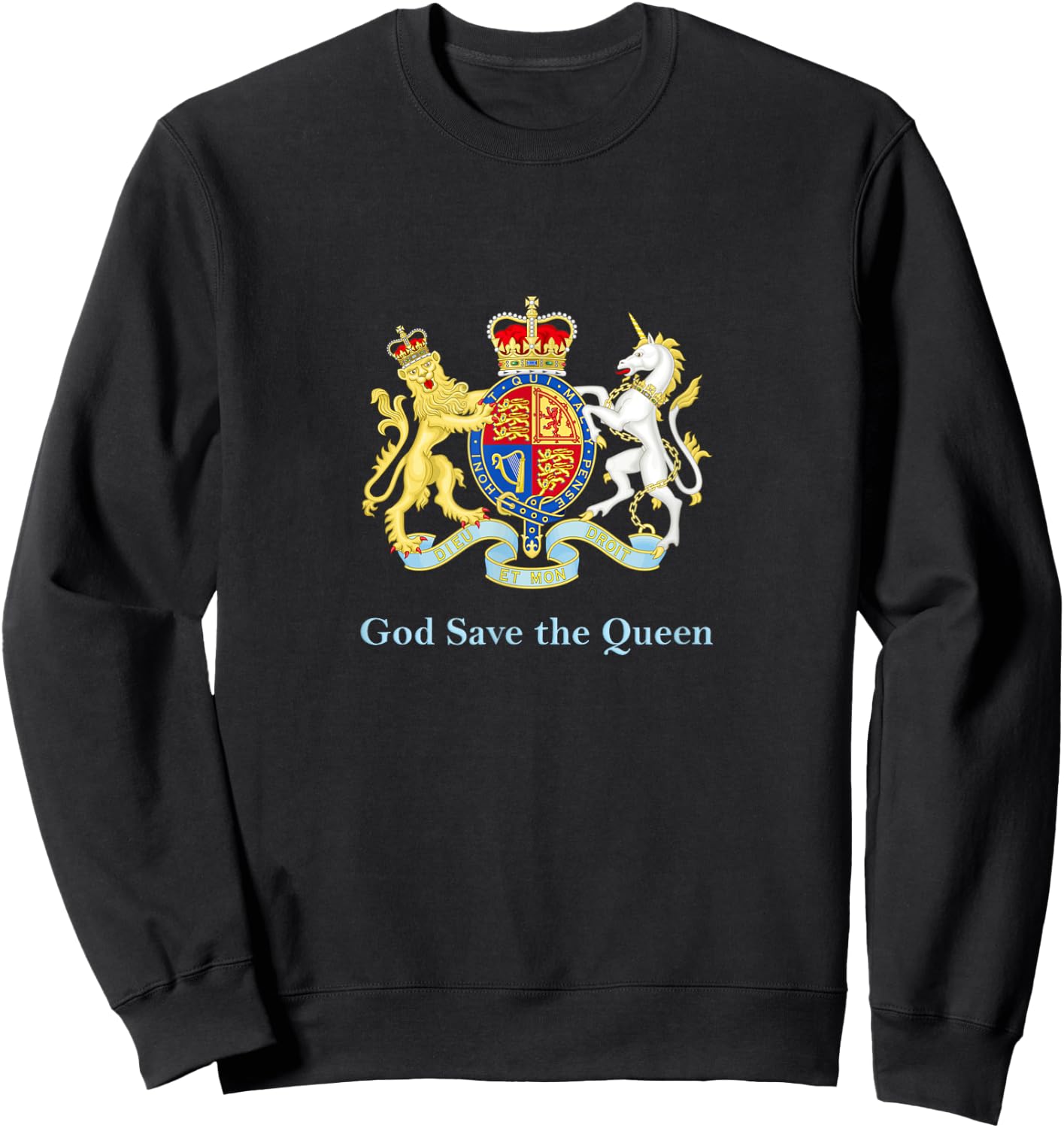 Royal Coat of Arms God Save the Queen Sweatshirt - Sweatshirt | Black