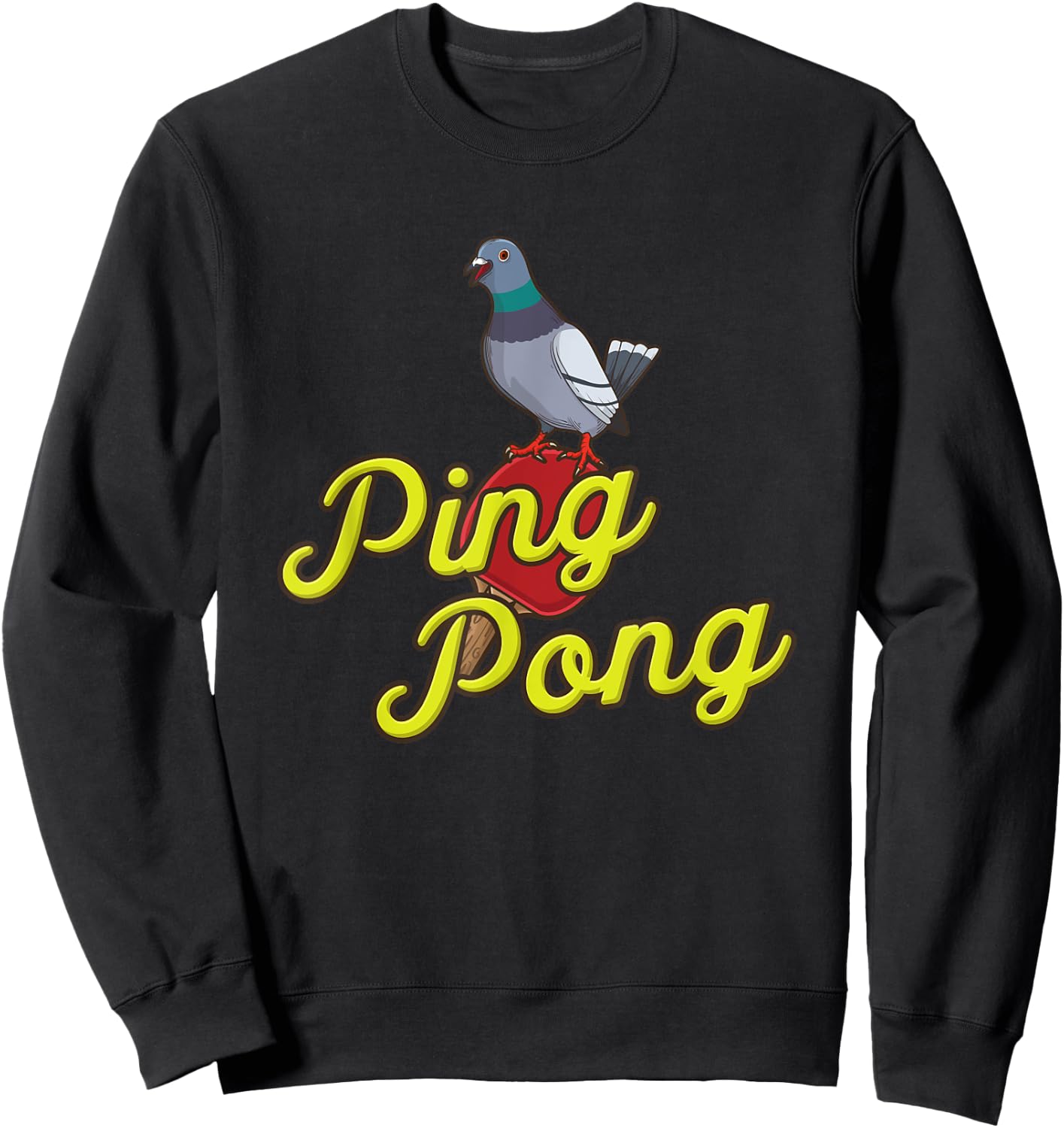 Pigeon & Ping Pong Gift -Adults Black 3XL Table Tennis Pigeon Design Sweatshirt - Sweatshirt | Black