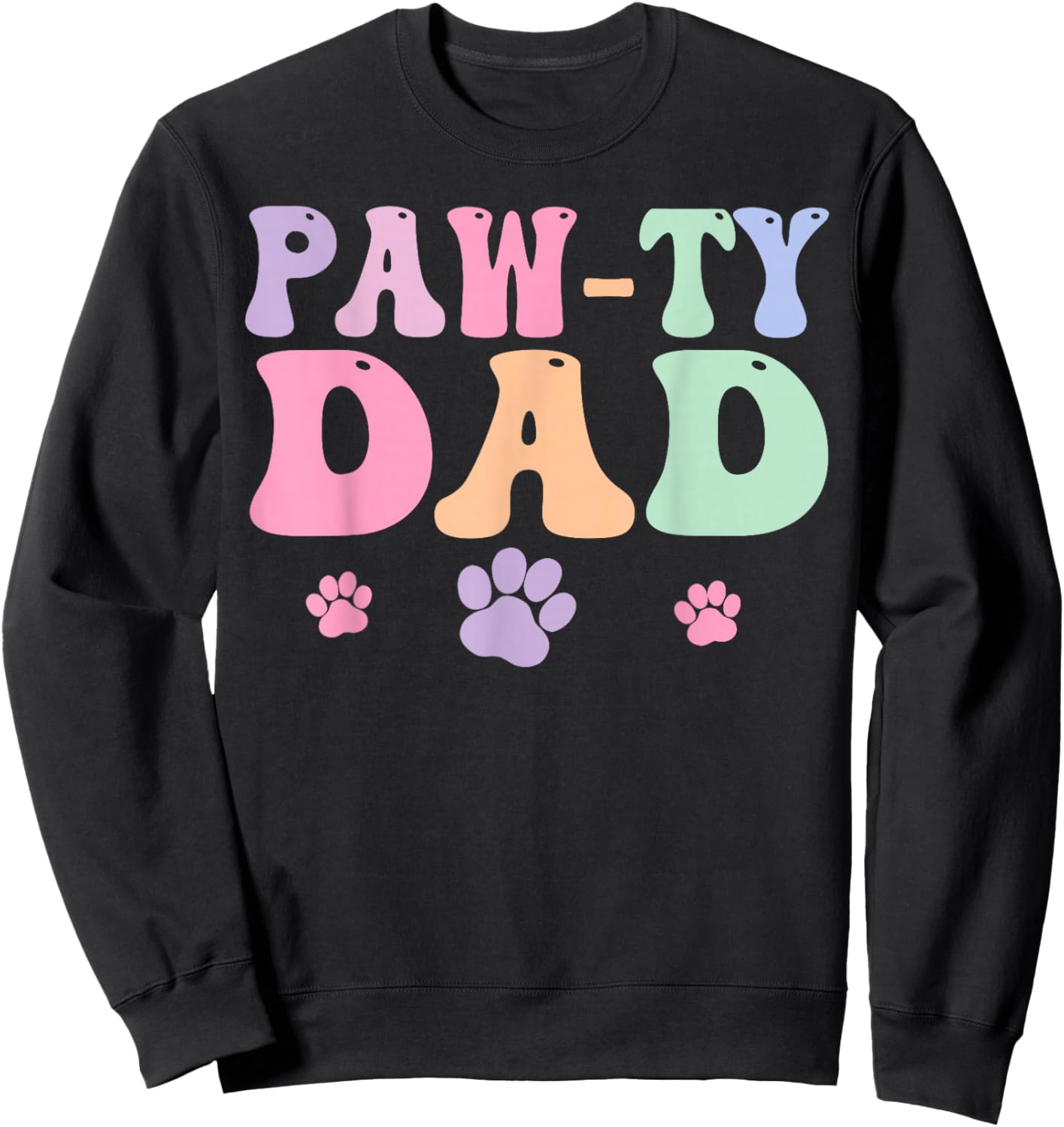Let's Pawty Girl Dad Puppy Dog Party Birthday Girl Family Sweatshirt - Sweatshirt | Black
