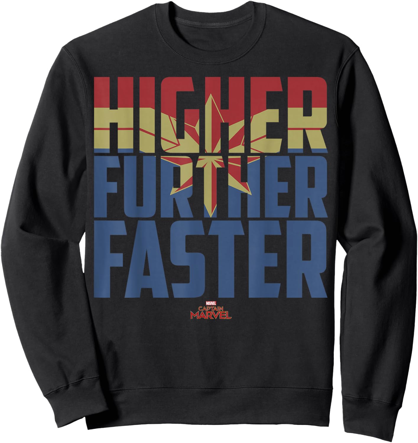 Captain Marvel Movie Higher Further Faster Graphic Sweatshirt - Sweatshirt | Black