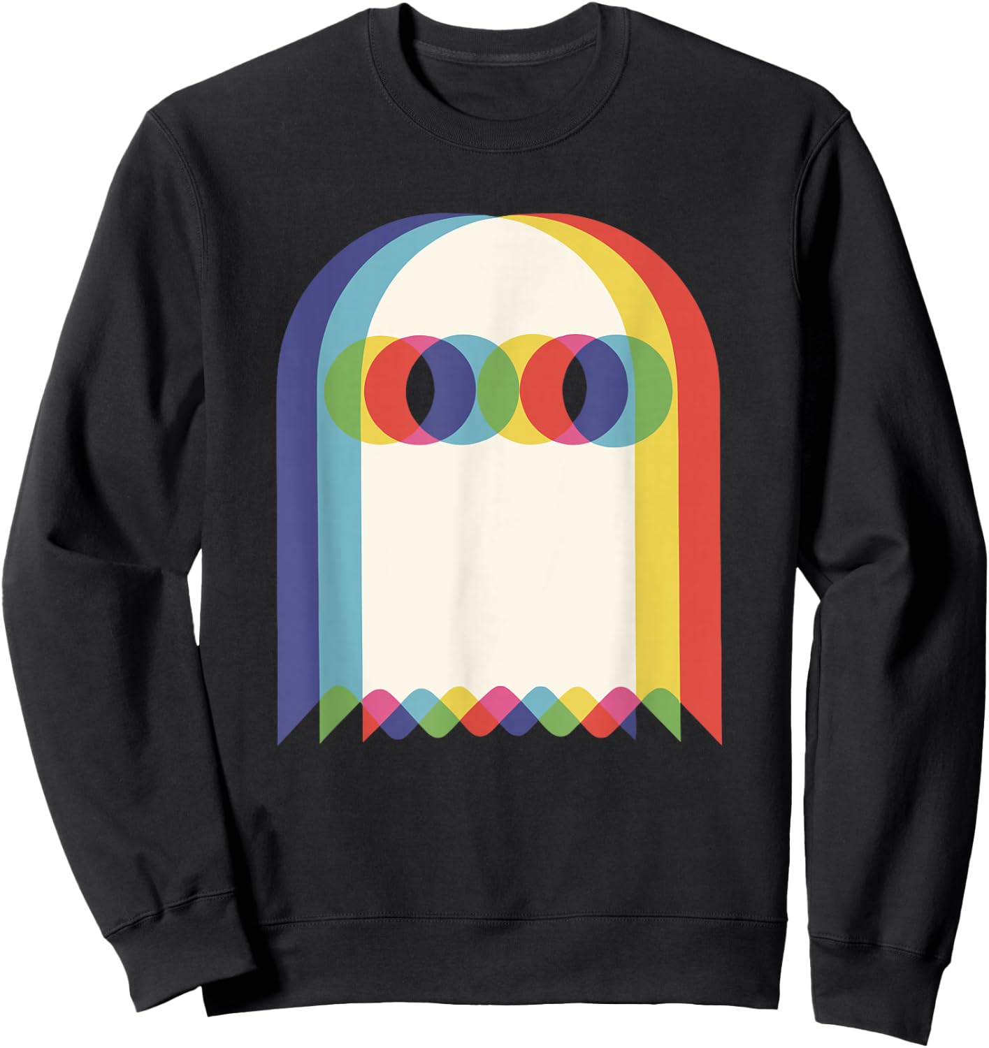 Threadrock Vaporwave Psychedelic Ghost Retro Halloween Techno EDM - Black, Small Sweatshirt - Sweatshirt | Black