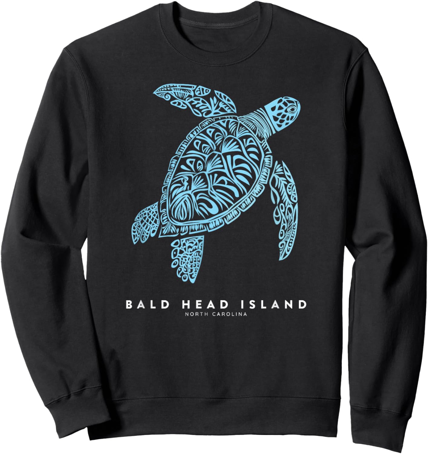 Bald Head Island NC Beach Vacation Vintage Sea Turtle Sweatshirt - Sweatshirt | Black
