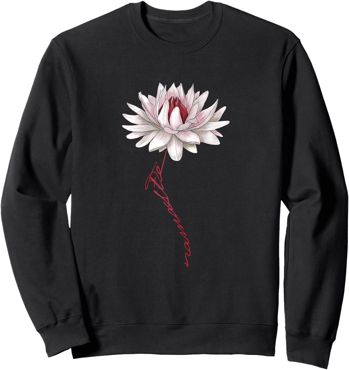 Namaste Spiritual White Water Lily Lotus for Yoga, Fitness Sweatshirt - Sweatshirt | Black