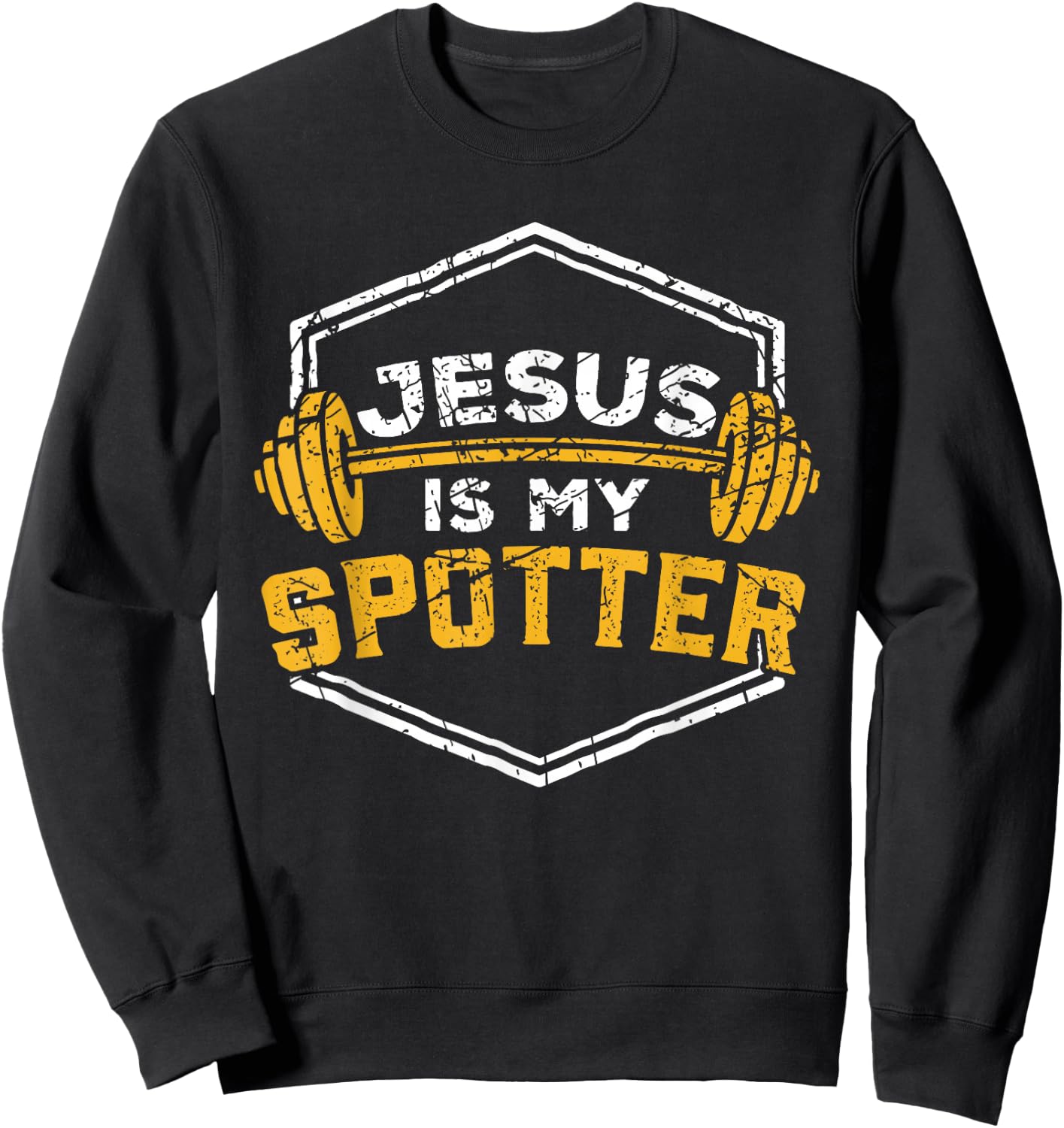 Jesus Workout Shirt Jesus is my Spotter Christian Gym Gift Sweatshirt - Sweatshirt | Black