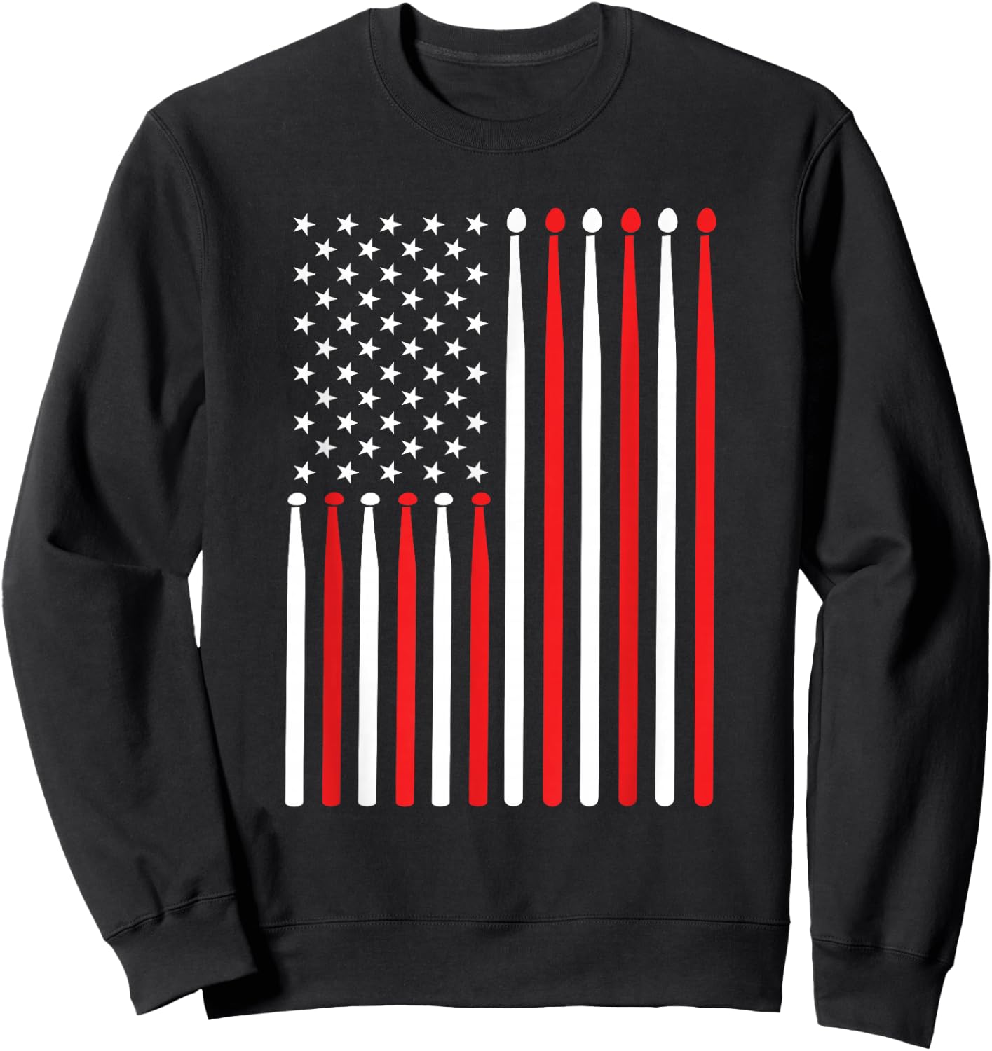 American Flag Drumstick USA Drummer Shirt Musicians Men Sweatshirt - Sweatshirt | Black