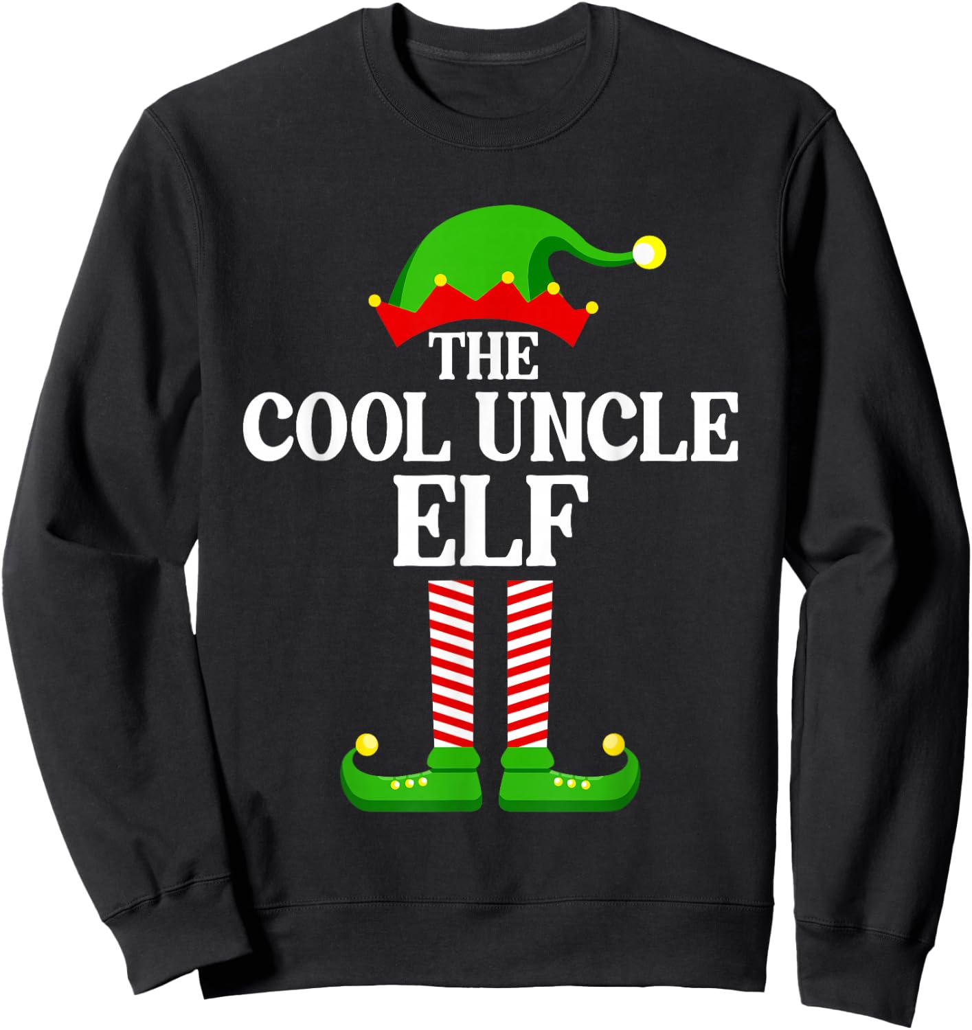 Cool Uncle Elf Family Matching Group Funny Christmas Sweatshirt - Sweatshirt | Black