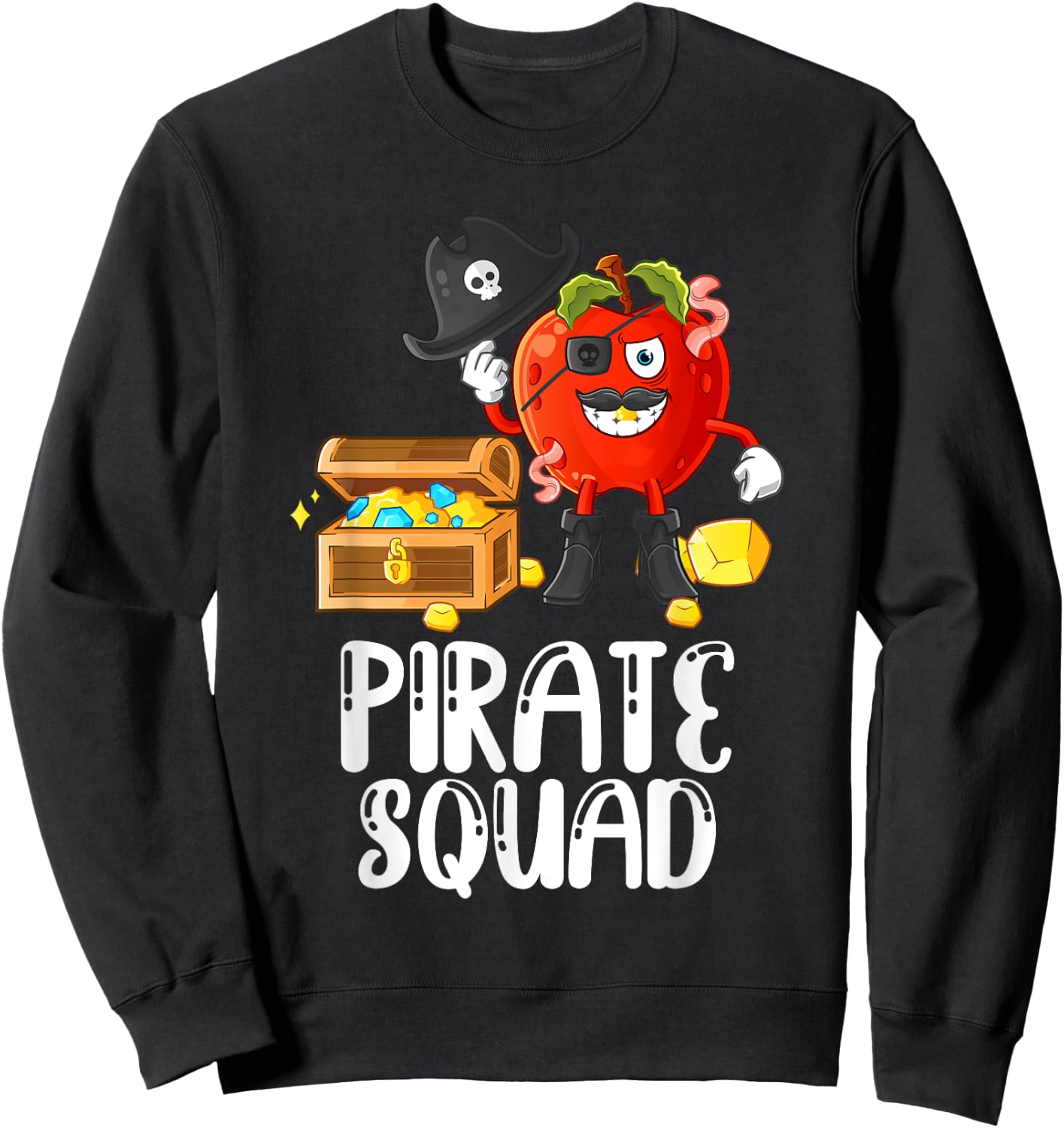 Pirate Squad Funny Apple Teacher Talk Like Pirate Day Sweatshirt - Sweatshirt | Black