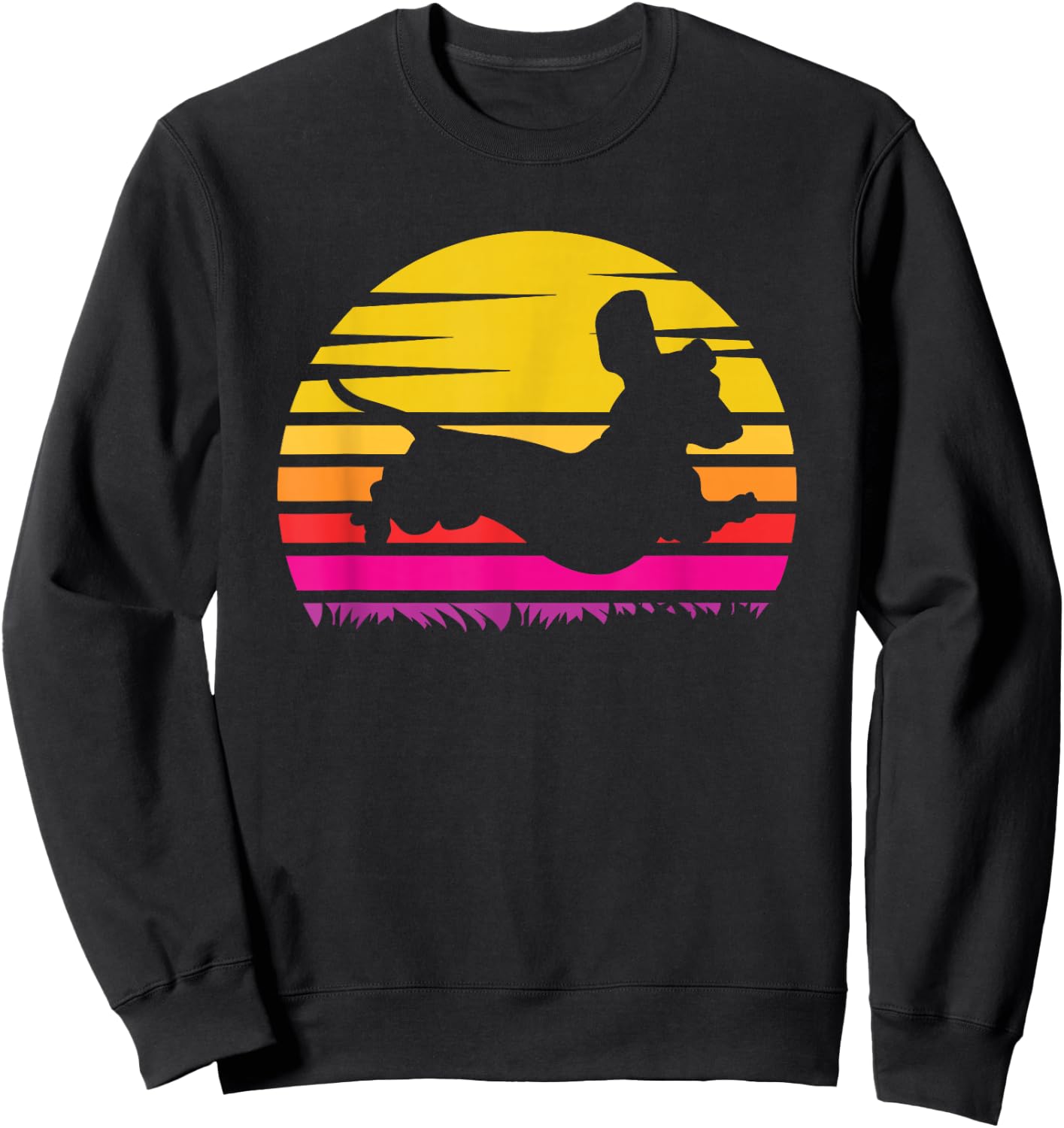 Retro Dachshund Silhouette Vintage Sunset Dog Lover Sweatshirt - Sweatshirt | Black