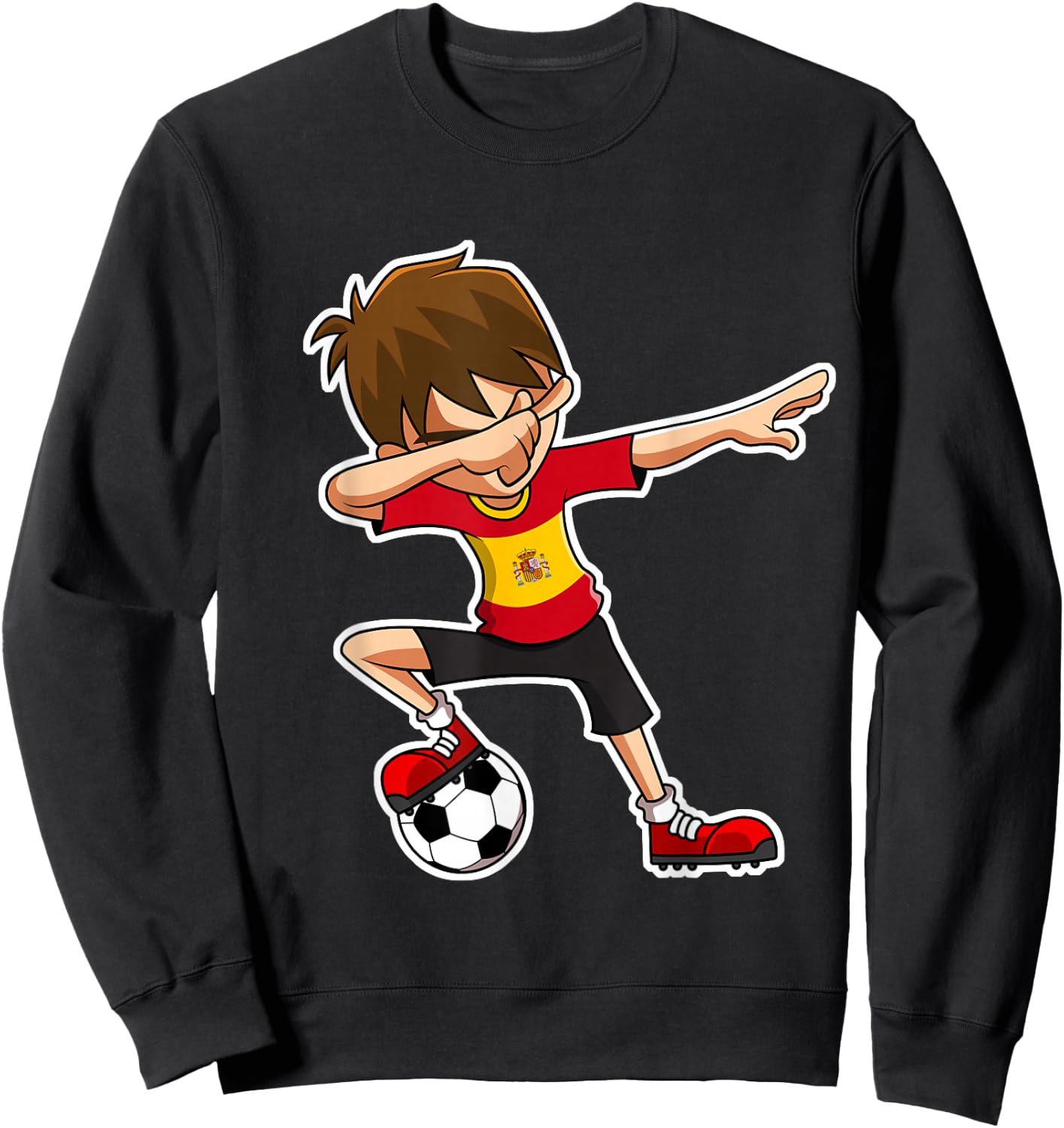Dabbing Soccer Boy Spain Jersey, Spanish Kids Dab Gifts Sweatshirt - Sweatshirt | Black