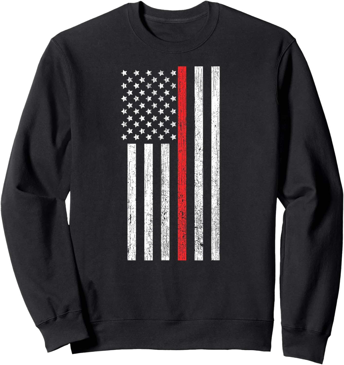 Thin Red-Line Firefighter Flag Distressed Effect Sweatshirt - Sweatshirt | Black