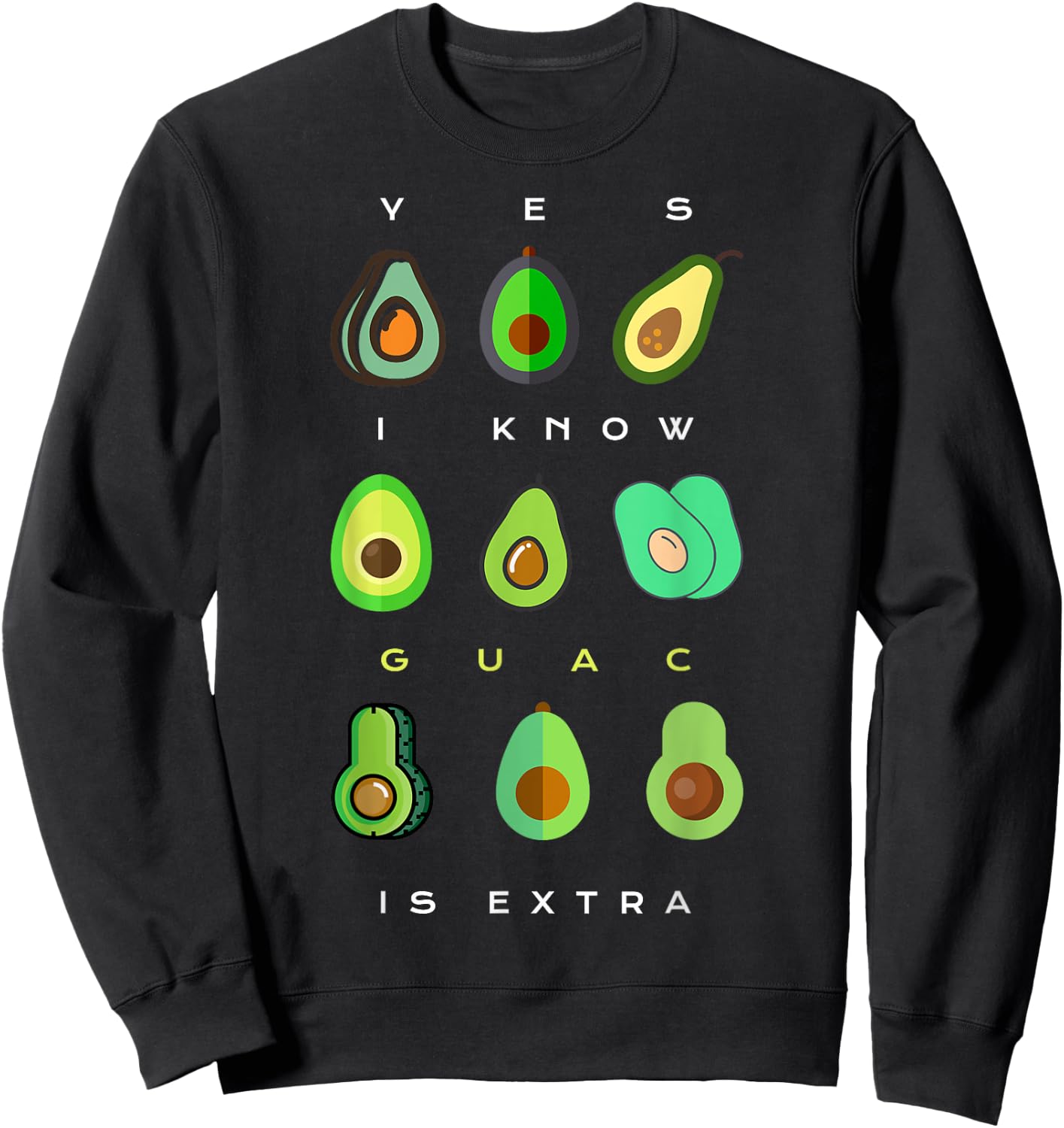 Yes I Know Guac Is Extra Funny Avocado Guacamole Sweatshirt - Sweatshirt | Black