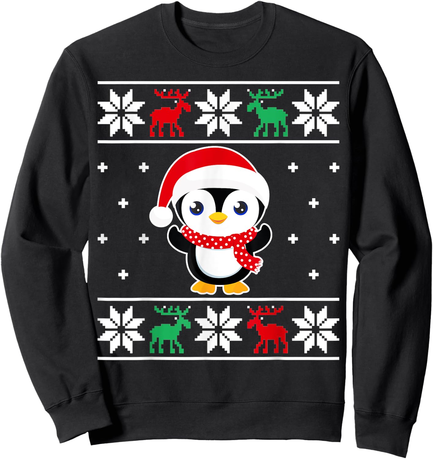 Christmas Penguin Funny Classic Ugly Sweater Girl Boy Kids Sweatshirt - Sweatshirt | Black
