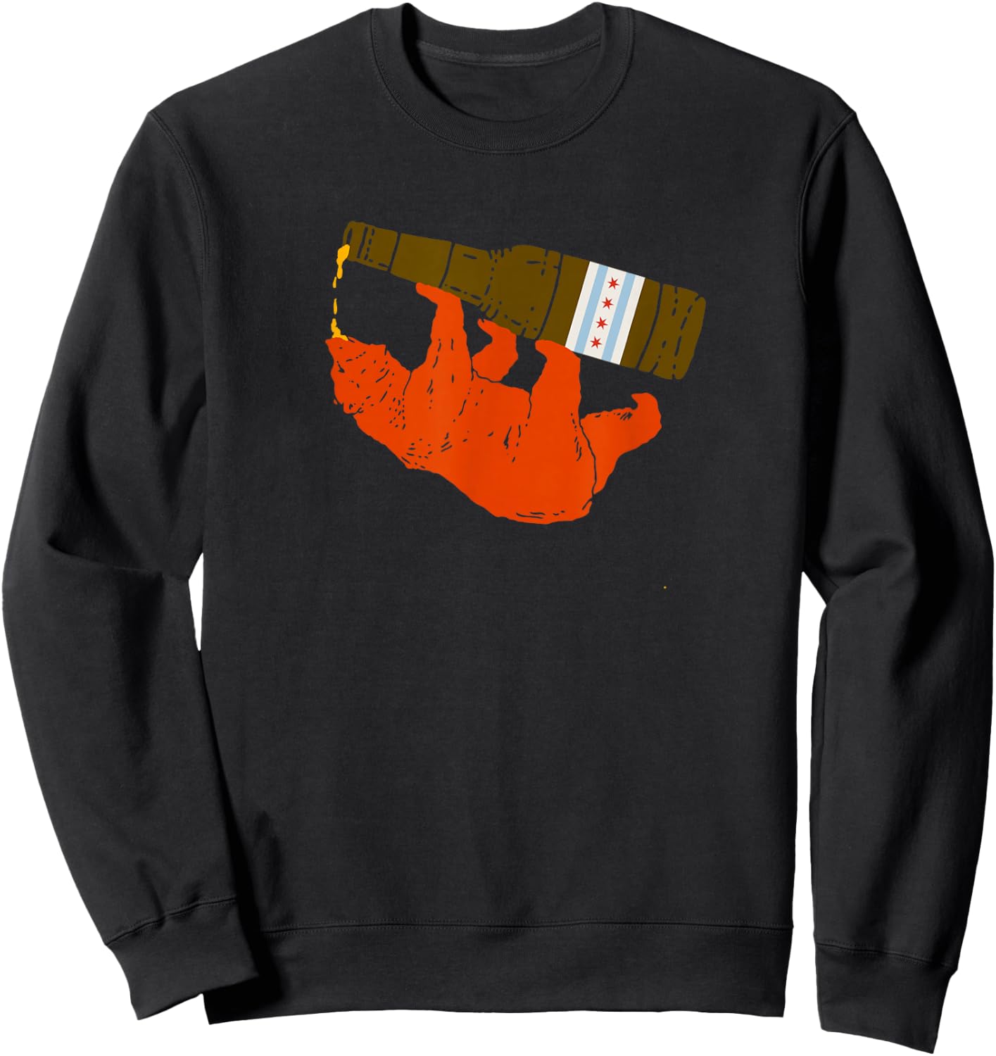 Chicago Beer Drinking Funny Drunk Orange Bear T Shirt Sweatshirt - Sweatshirt | Black