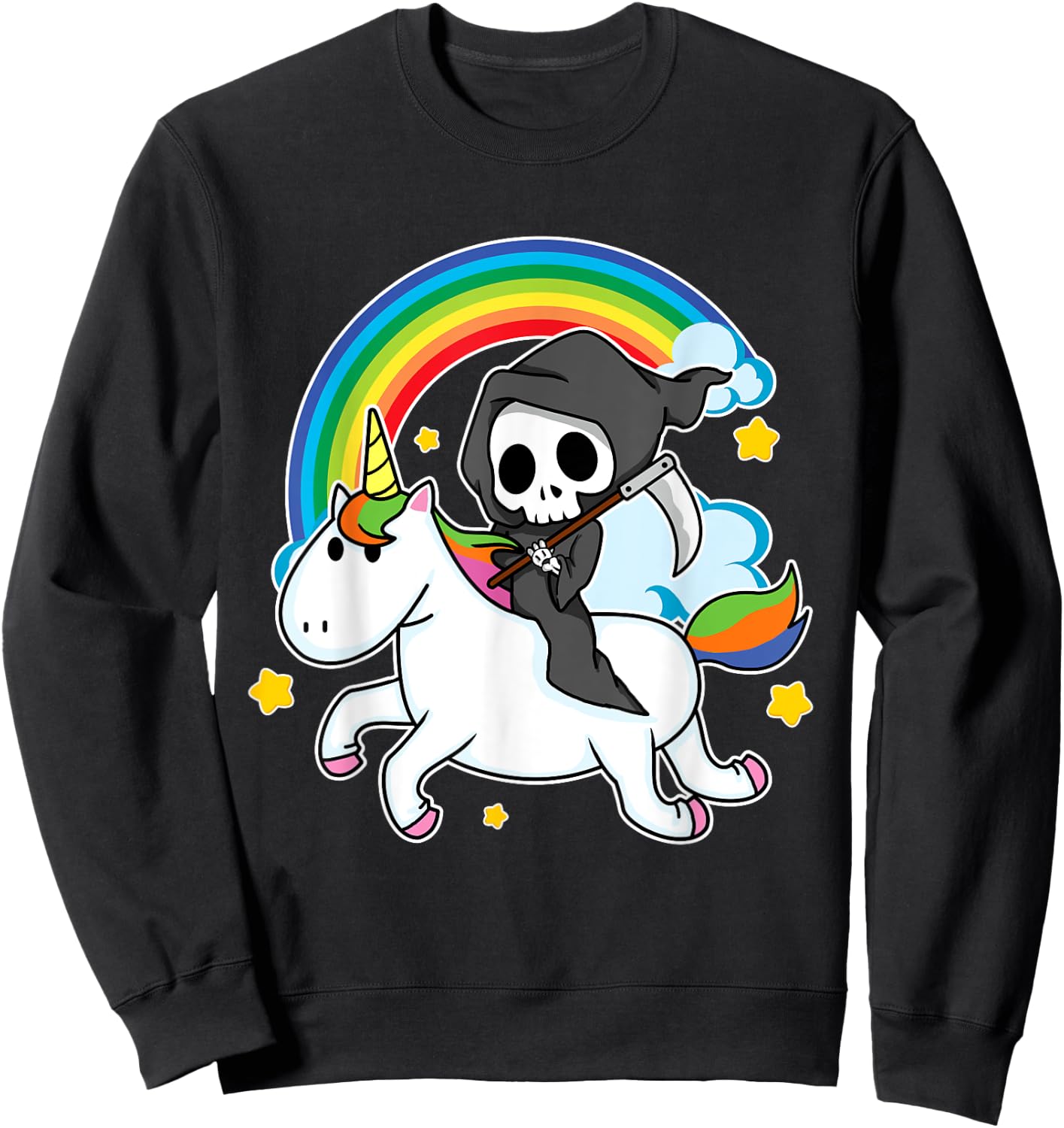 Halloween Unicorn Costume Grim Reaper Riding Unicorn Sweatshirt - Sweatshirt | Black