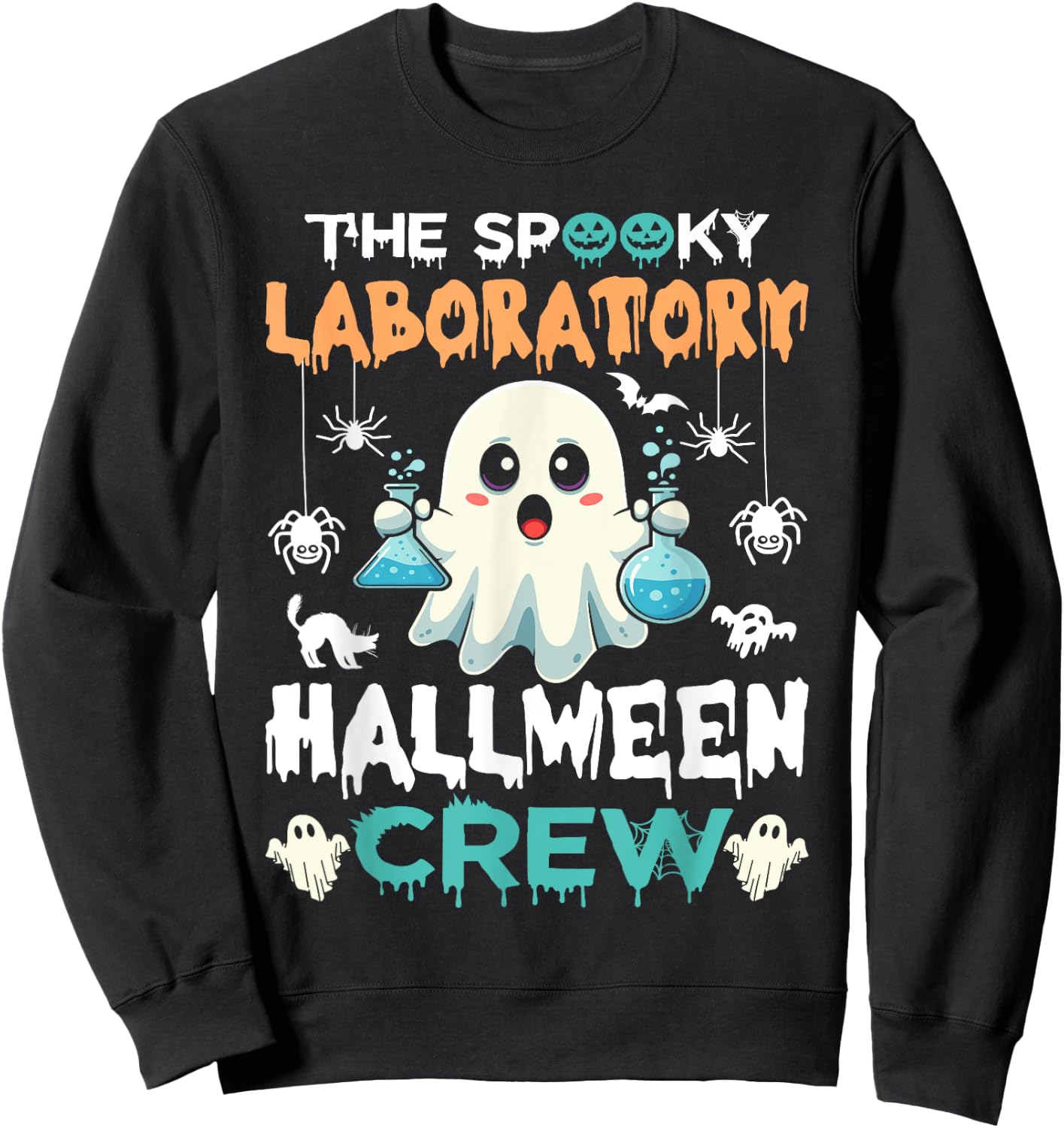 Funny Ghost The Spooky Laboratory Halloween Crew Lab Tech Sweatshirt - Sweatshirt | Black
